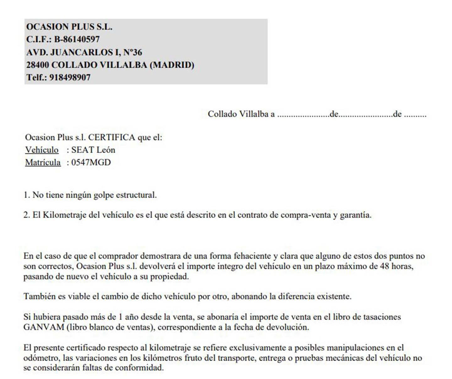 Foto del certificado del Seat León Seat León 2.0 TSI S&S Cupra  (300 CV)
