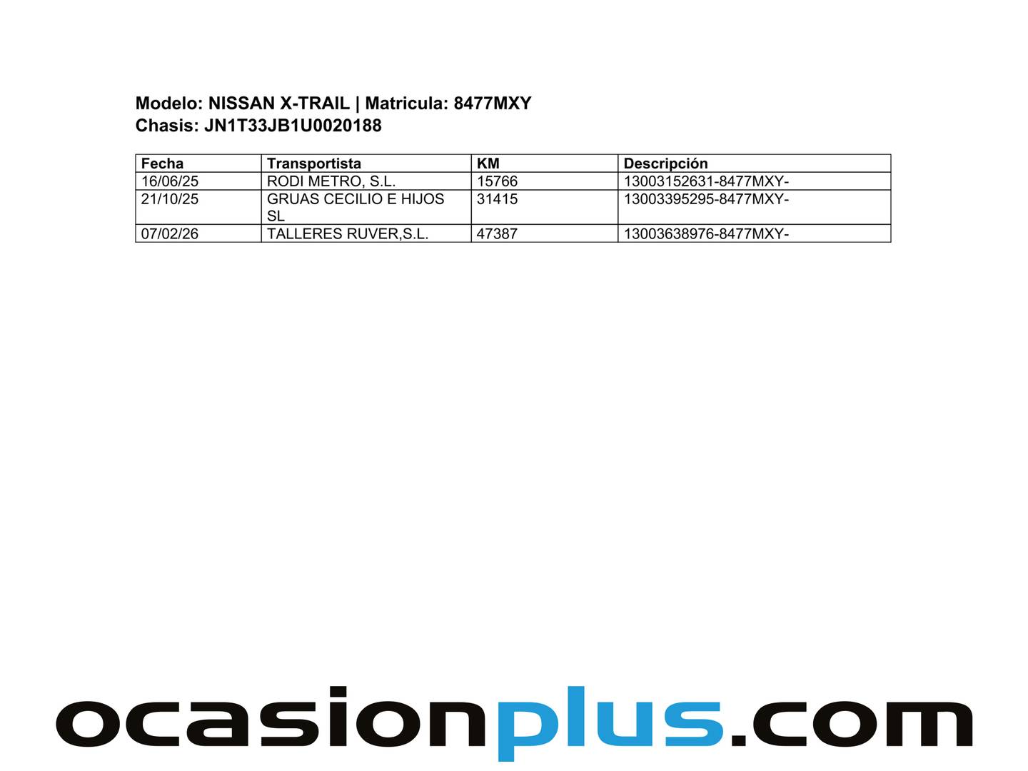 Foto del mantenimiento del Nissan X-TRAIL Nissan X-Trail 1.5 e-4orce Acenta 4x4 Auto (213 CV) 7 Plazas