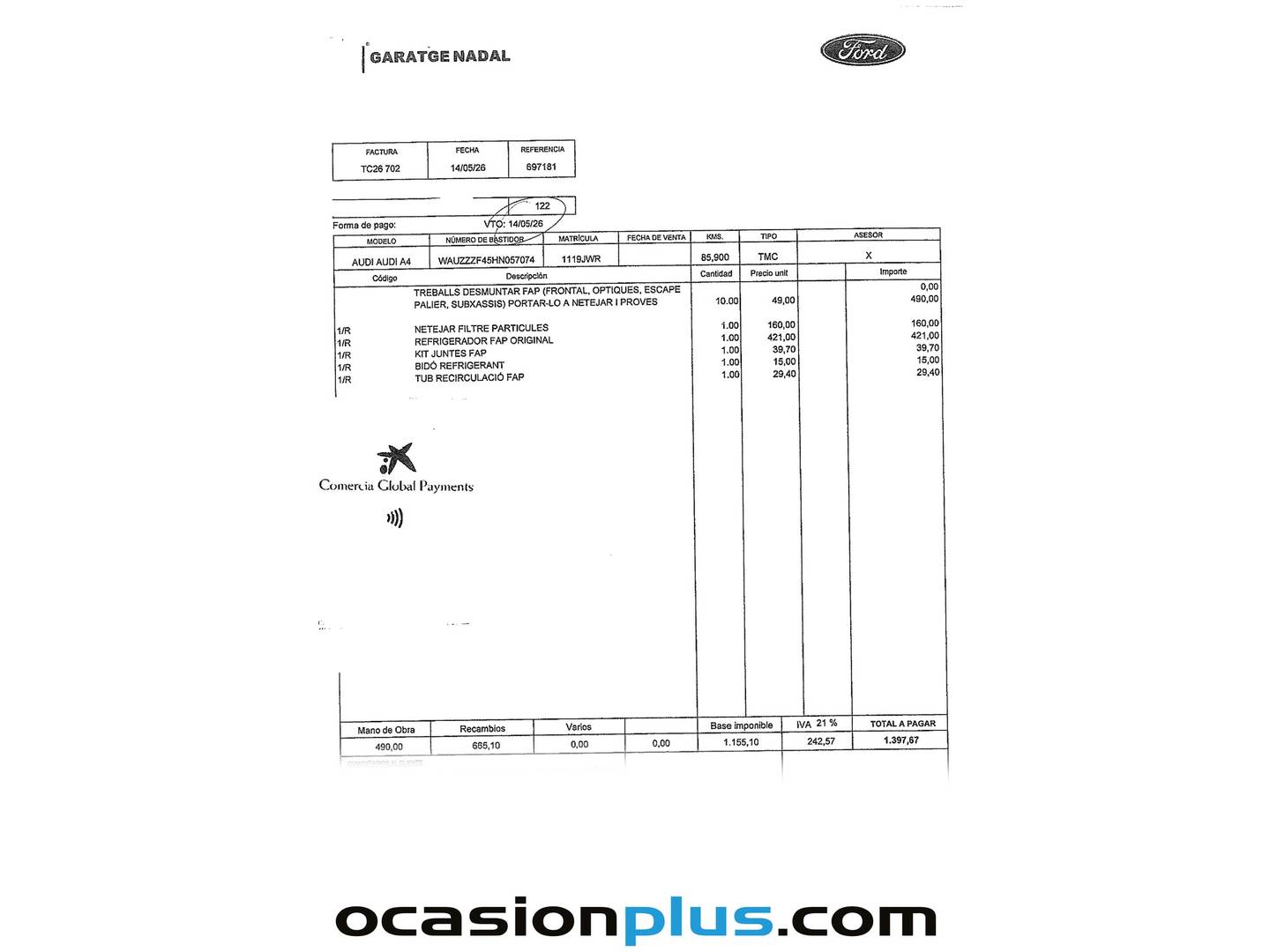 Foto del mantenimiento del Audi A4 Audi A4 2.0 TDI (150 CV)