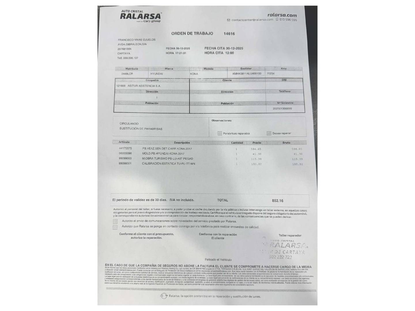 Foto del mantenimiento del Hyundai Kona Hyundai Kona 1.0 TGDI SLE 4x2 (120 CV)