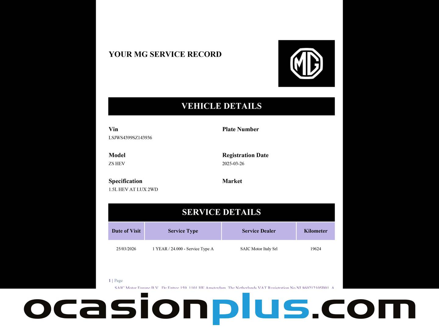 Foto del mantenimiento del MG ZS MG ZS 1.5 Hybrid+ Luxury (197 CV)