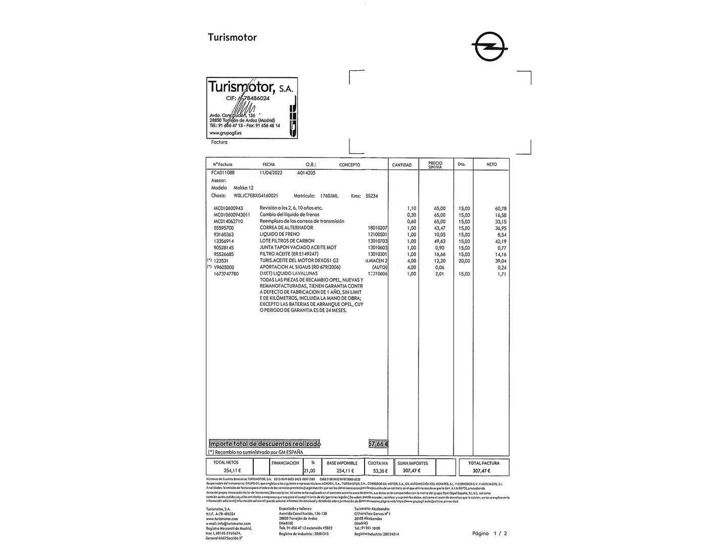 Foto del mantenimiento del Opel Mokka Opel Mokka 1.4 Turbo S&S Selective 4x2 (140 CV)