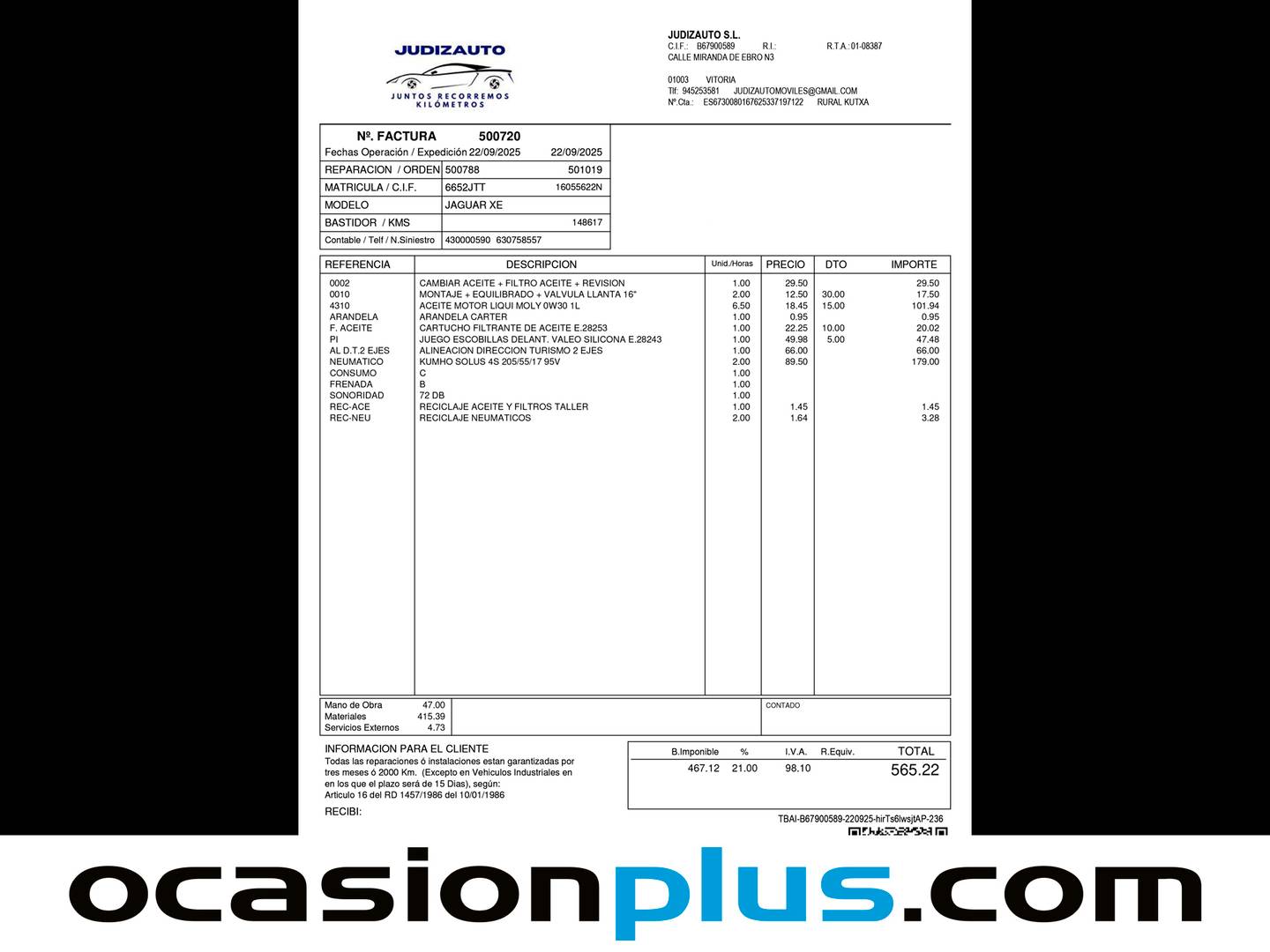 Foto del mantenimiento del Jaguar XE Jaguar XE 2.0 Diesel XE-Pure RWD (180 CV)