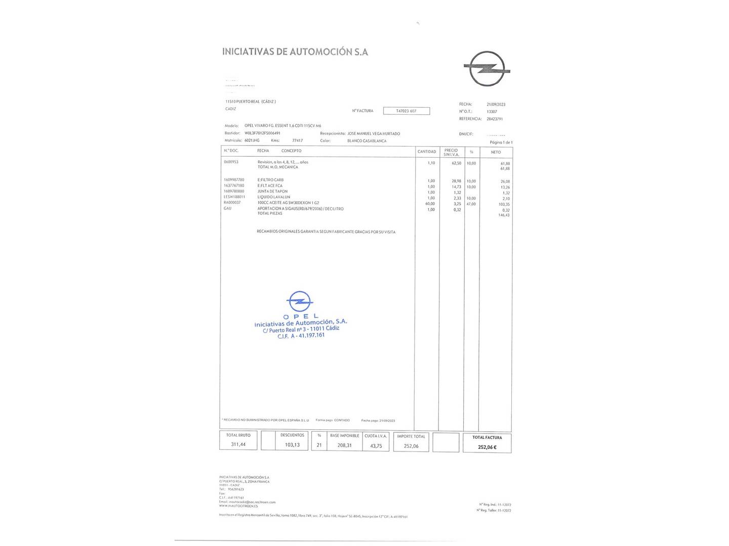 Opel Vivaro Opel Vivaro Furgon 1.6 CDTI Expression L1 H1 2.9t (115 CV) manual