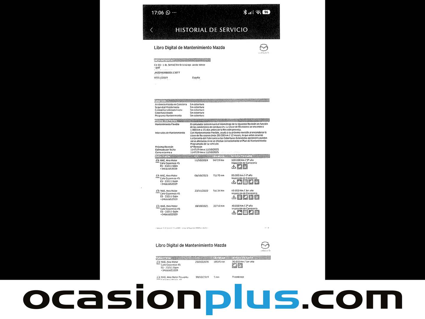 Foto del mantenimiento del Mazda CX-30 Mazda CX-30 1.8 SKYACTIV-D Evolution 2WD (116 CV)