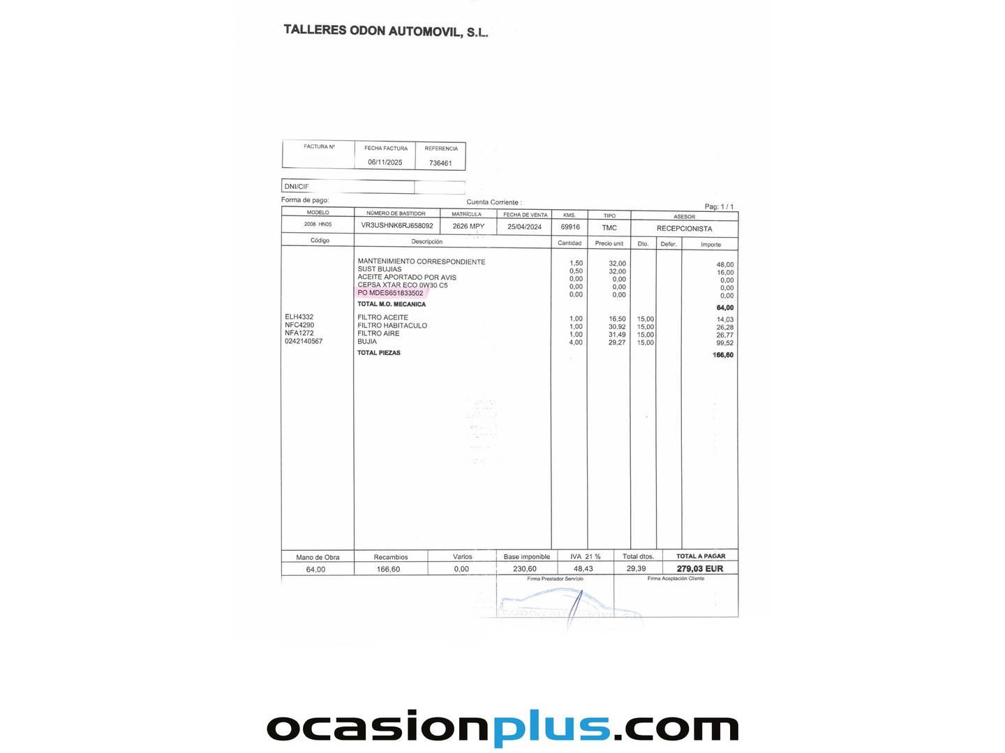 Foto del mantenimiento del Peugeot 2008 Peugeot 2008 PureTech 100 S&S Allure (100 CV)