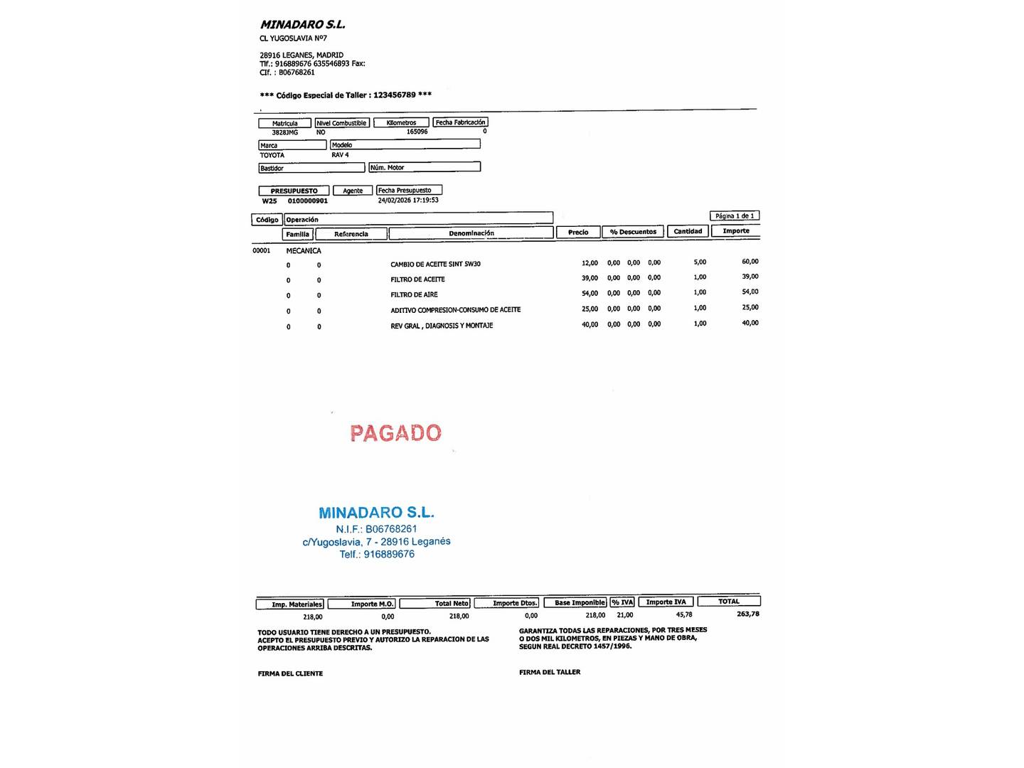 Foto del certificado del Toyota Rav4 Toyota Rav4 150D 2WD Advance (143 CV)