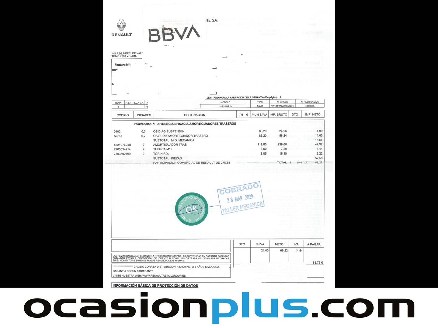 Foto del mantenimiento del Renault Mégane Renault Megane RS Trophy TCe (300 CV) EDC GPF