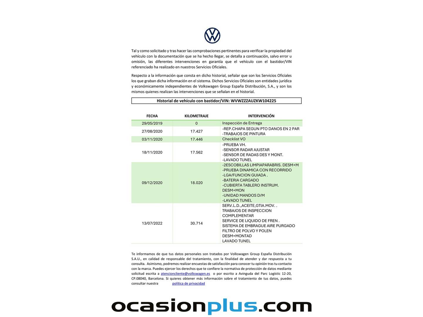 Foto del mantenimiento del Volkswagen Golf Volkswagen Golf Advance 1.5 TSI Evo (130 CV)