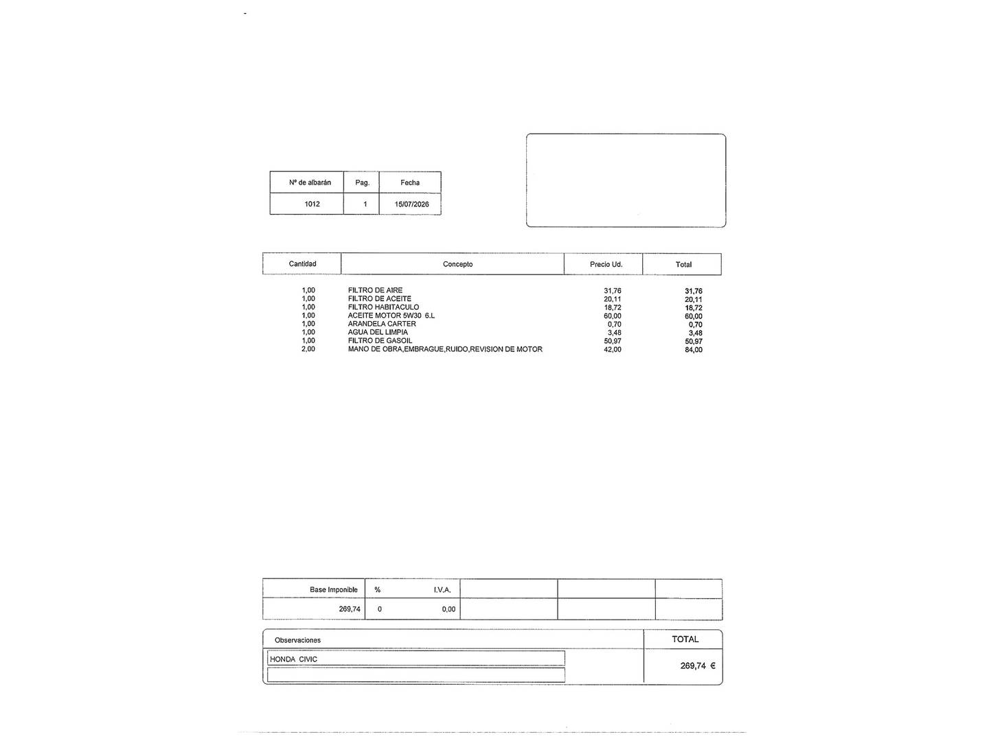 Foto del certificado del Honda Civic Honda Civic 2.2 i-CTDi Sport (140 CV)