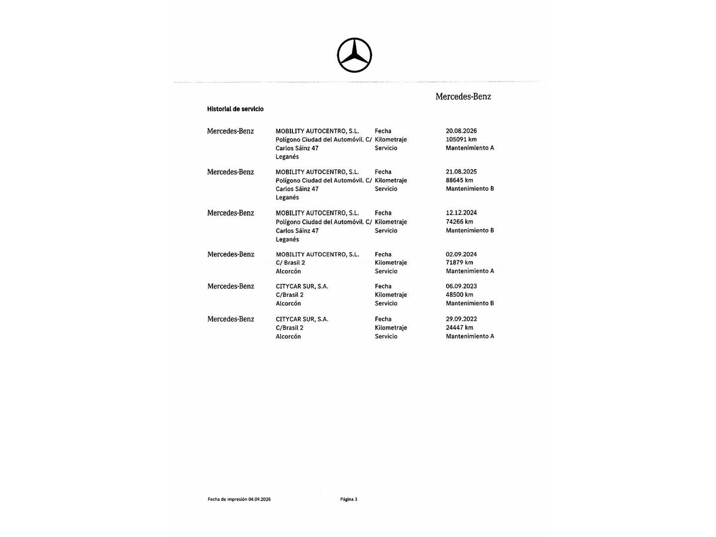 Foto del mantenimiento del Mercedes CLA Mercedes CLA 220 d (190 CV)