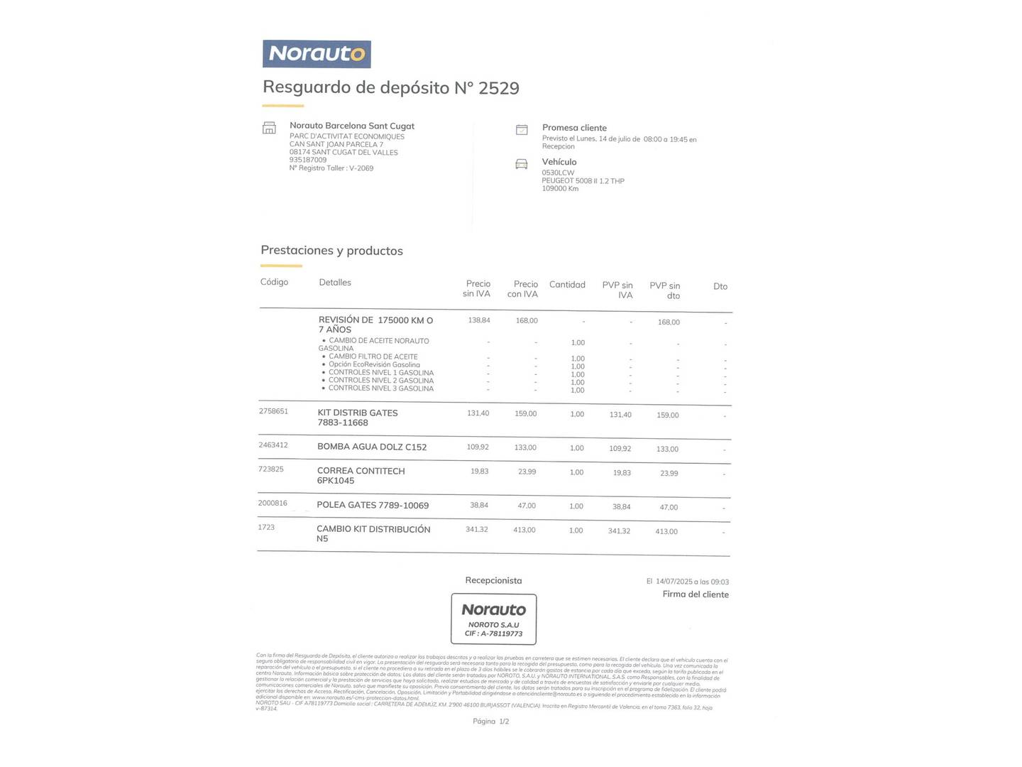 Foto del mantenimiento del Peugeot 5008 Peugeot 5008 PureTech 130 S&S Allure (130 CV) 7 Plazas