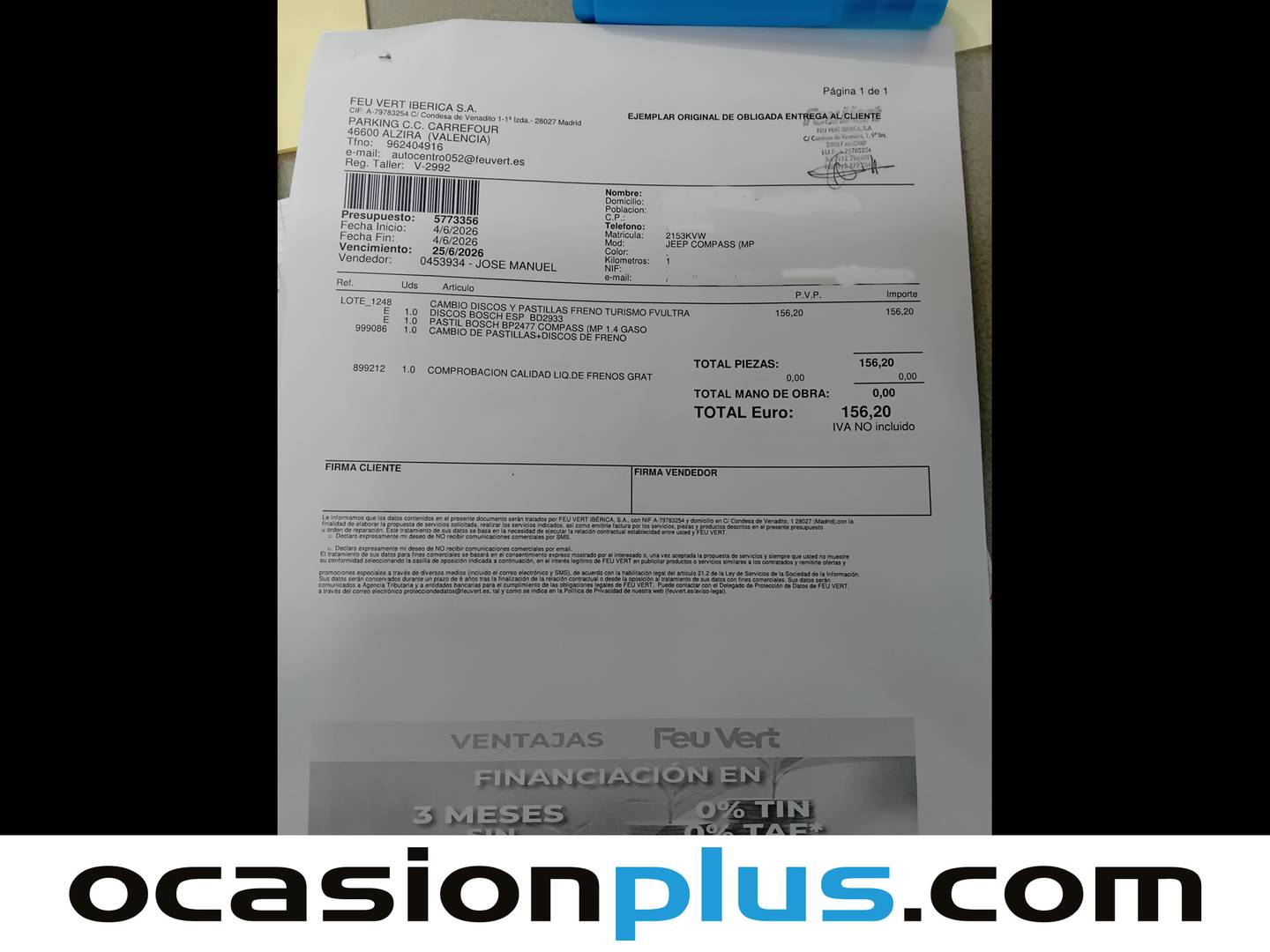 Foto del mantenimiento del Jeep Compass Jeep Compass 1.4 Multiair Limited 4x2 (140 CV)