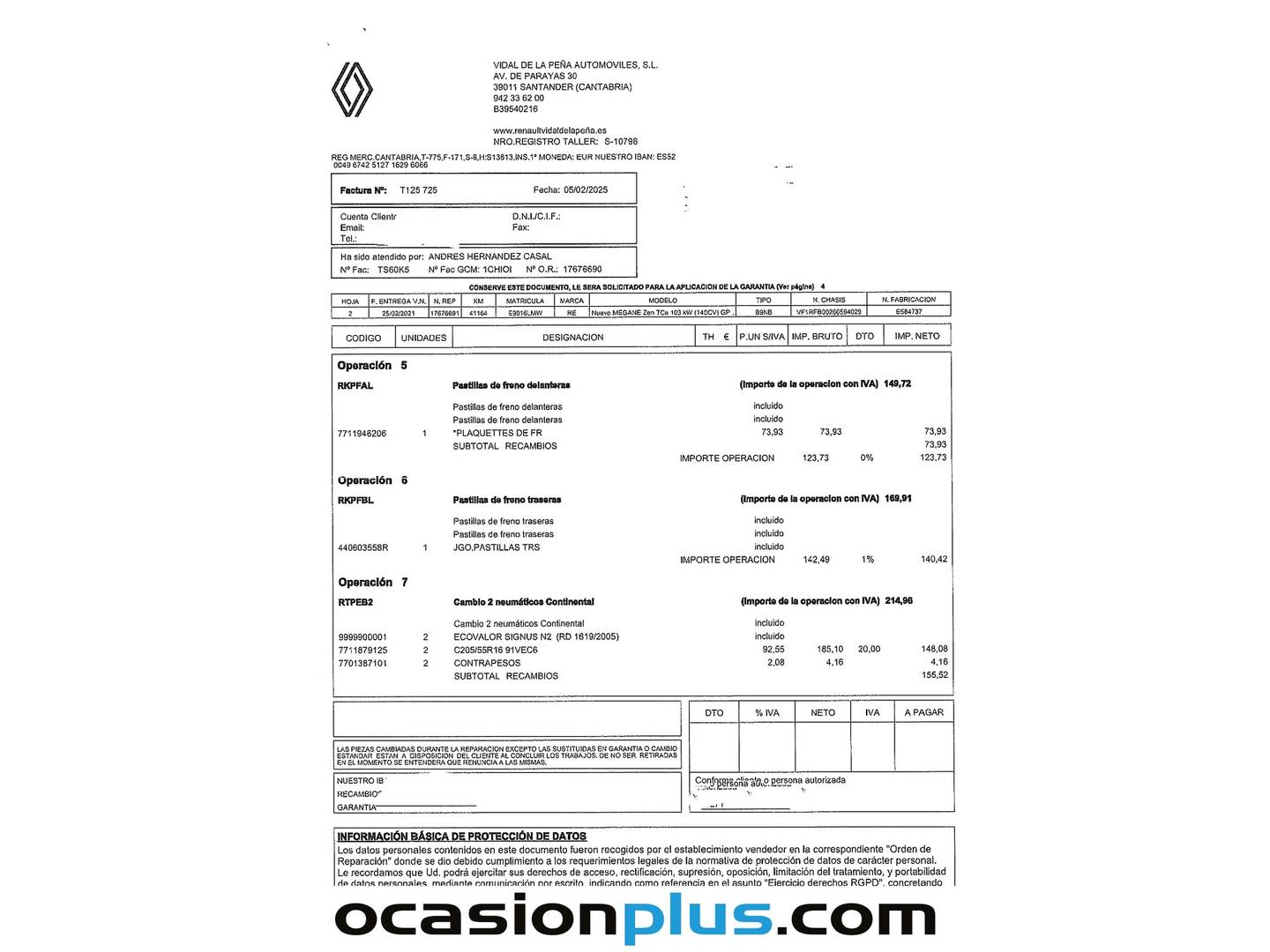 Foto del mantenimiento del Renault Mégane Renault Megane Zen TCe  (140 CV) GPF