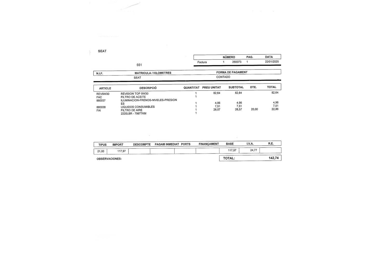 Foto del mantenimiento del Seat Ibiza SEAT Ibiza 1.6 TDI Reference (95 CV)
