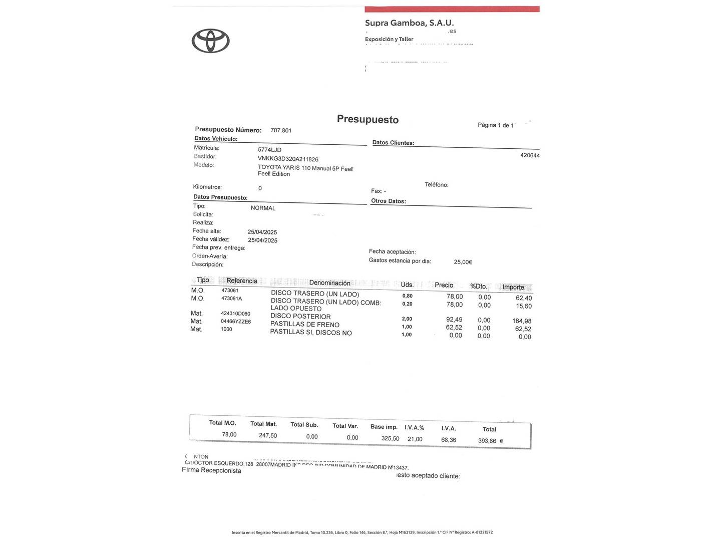 Foto del mantenimiento del Toyota Yaris Toyota Yaris 1.5 Feel! Edition (111 CV)