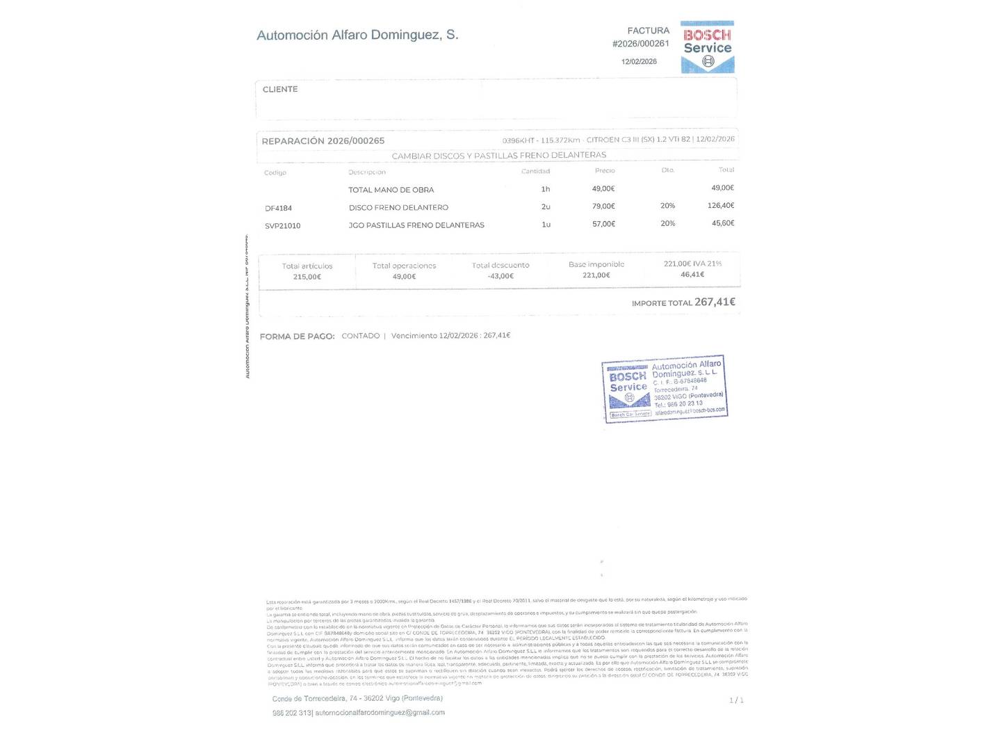 Foto del mantenimiento del Citroën C3 Citroën C3 PureTech 82 Feel  (82 CV)