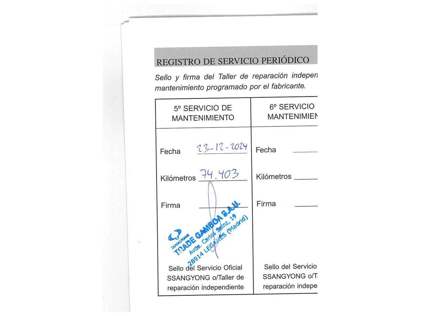 Foto del mantenimiento del SsangYong XLV SsangYong XLV G16 Limited Auto (128 CV)