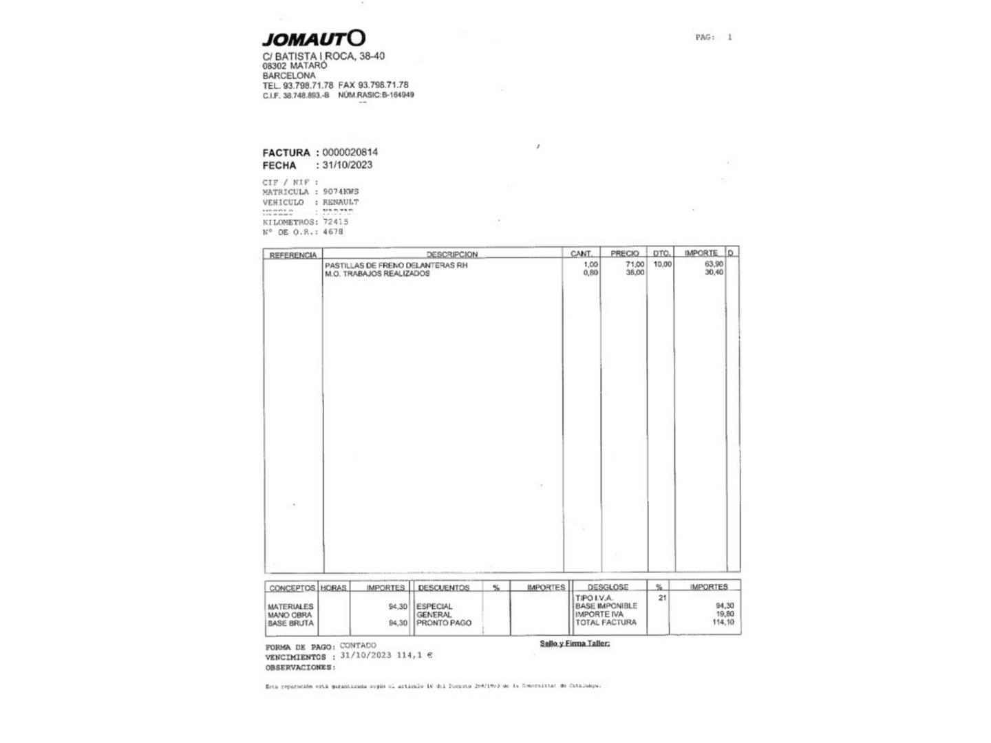 Foto del mantenimiento del Renault Kadjar Renault Kadjar S -Edition GPF TCe (140 CV)