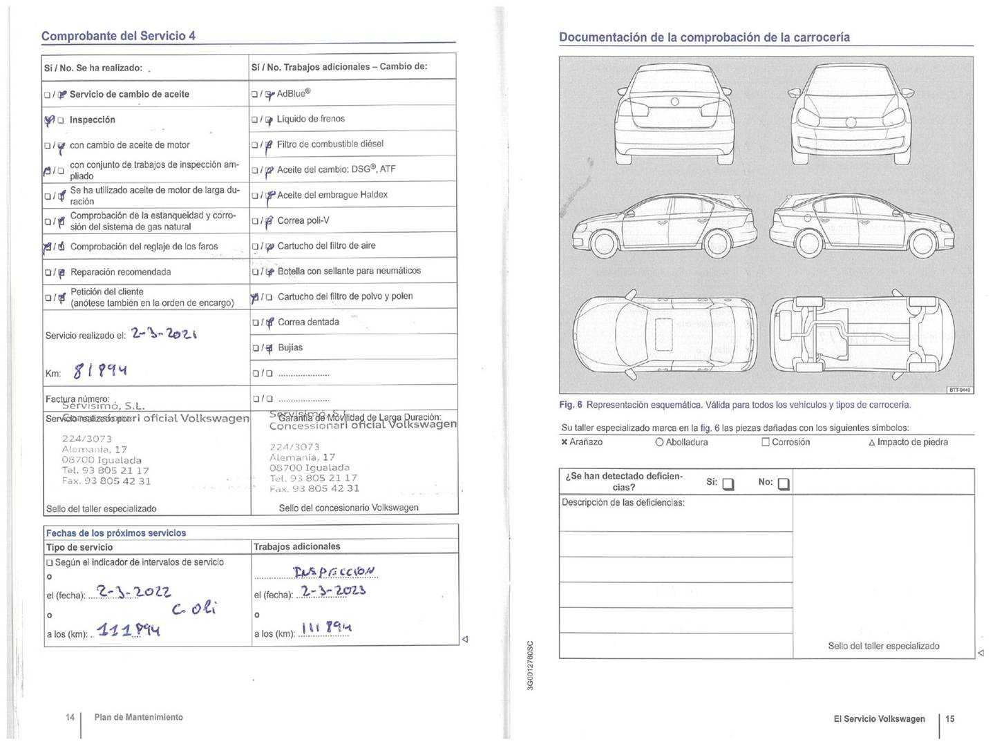 Foto del mantenimiento del Volkswagen Golf Sportsvan Volkswagen Golf Sportsvan Advance 1.6 TDI BMT  (110 CV)