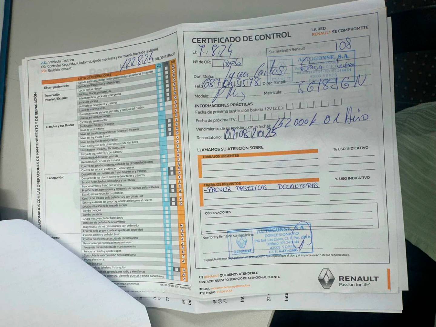 Foto del mantenimiento del Renault Mégane Renault Megane Intens Energy TCe (115 CV)