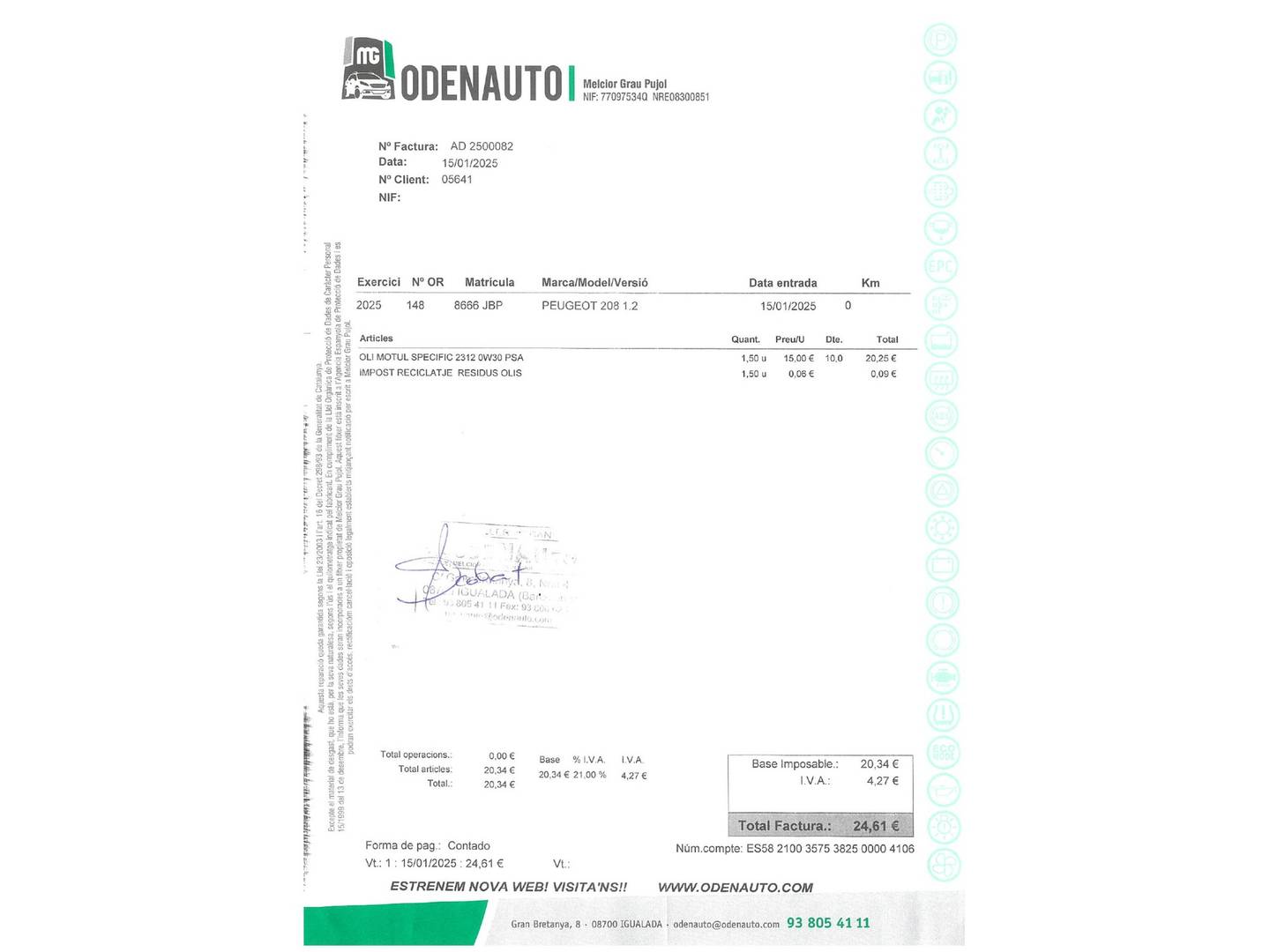Foto del mantenimiento del Peugeot 208 Peugeot 208 1.2L PureTech Style (82 CV)