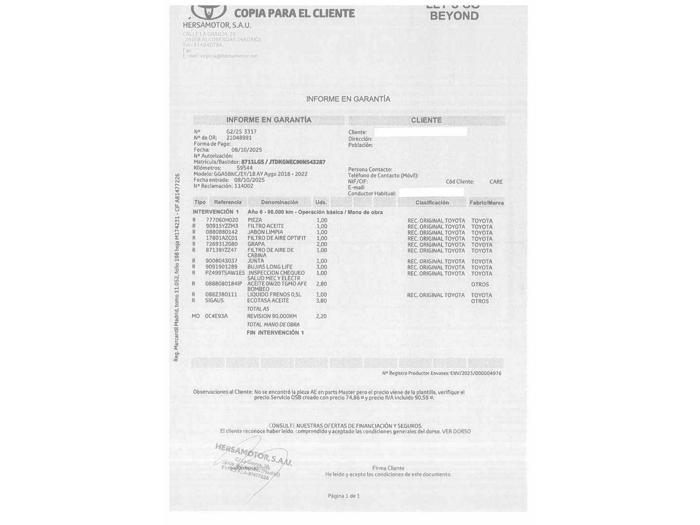 Foto del mantenimiento del Toyota Aygo Toyota Aygo 70 x-style (72 CV)