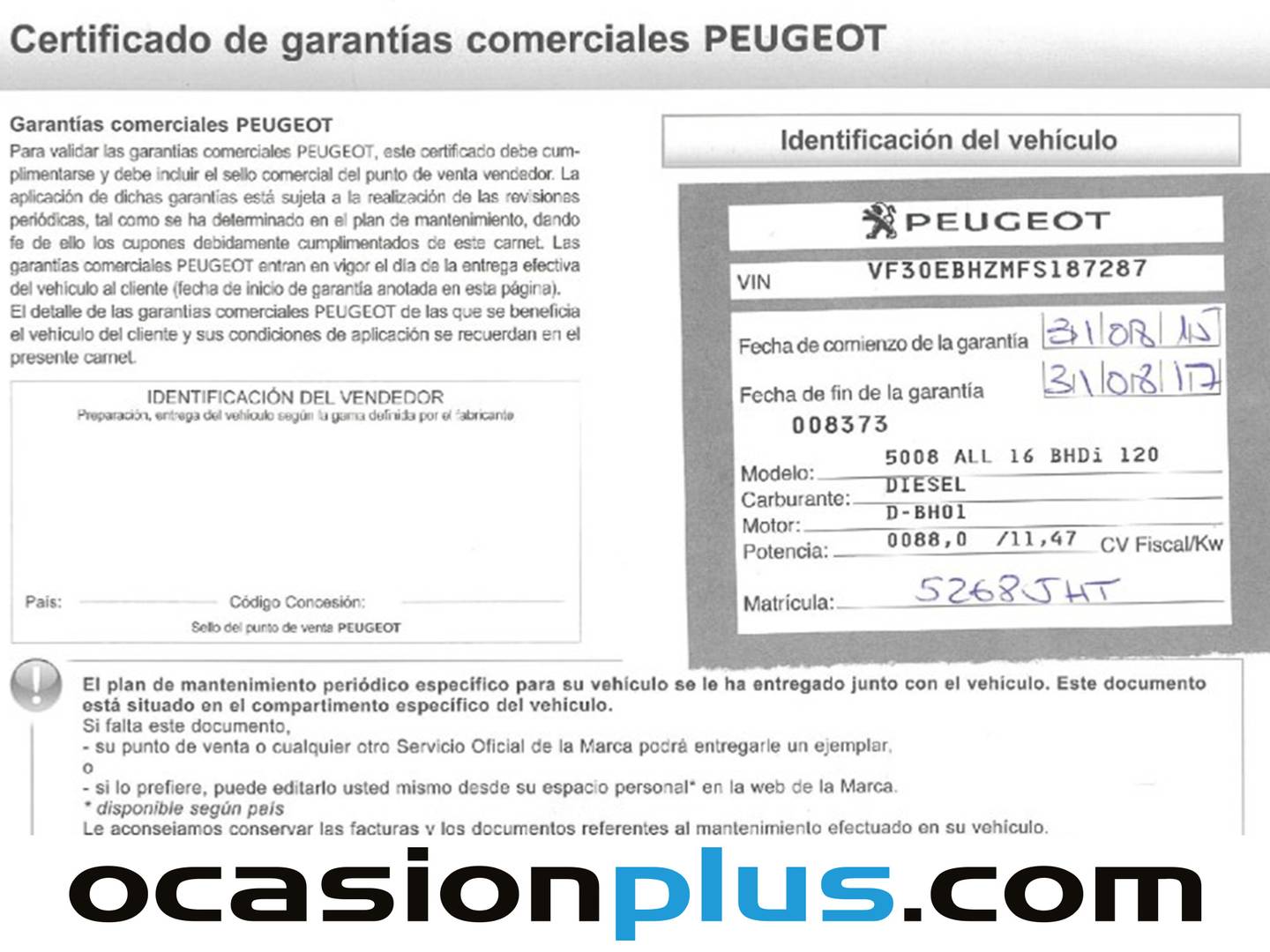 Foto del mantenimiento del Peugeot 5008 Peugeot 5008 1.6 BlueHDi FAP Allure  (120 CV) 7 plazas