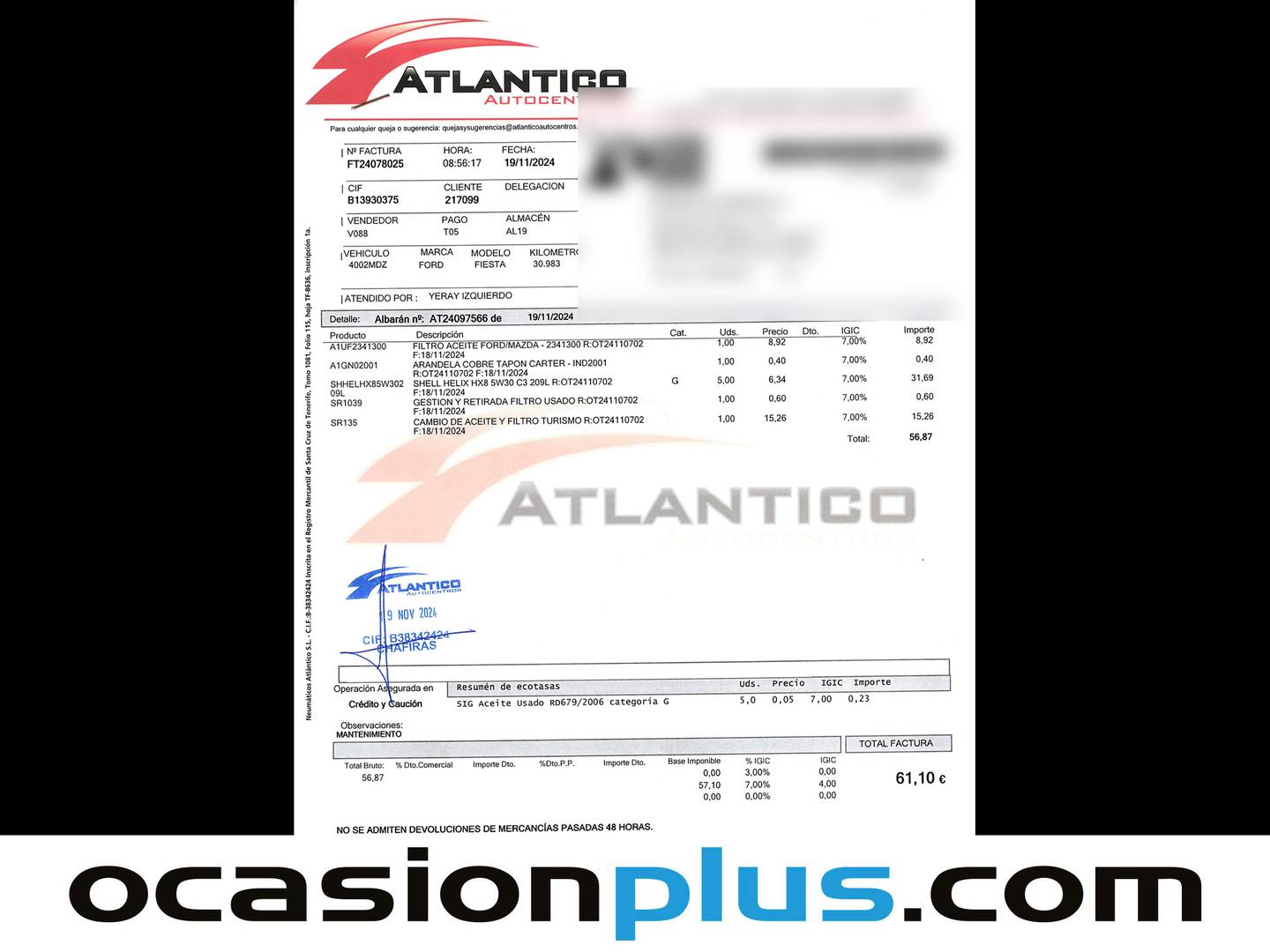 Foto del mantenimiento del Ford Fiesta Ford Fiesta 1.0 EcoBoost MHEV ST-Line (125 CV)