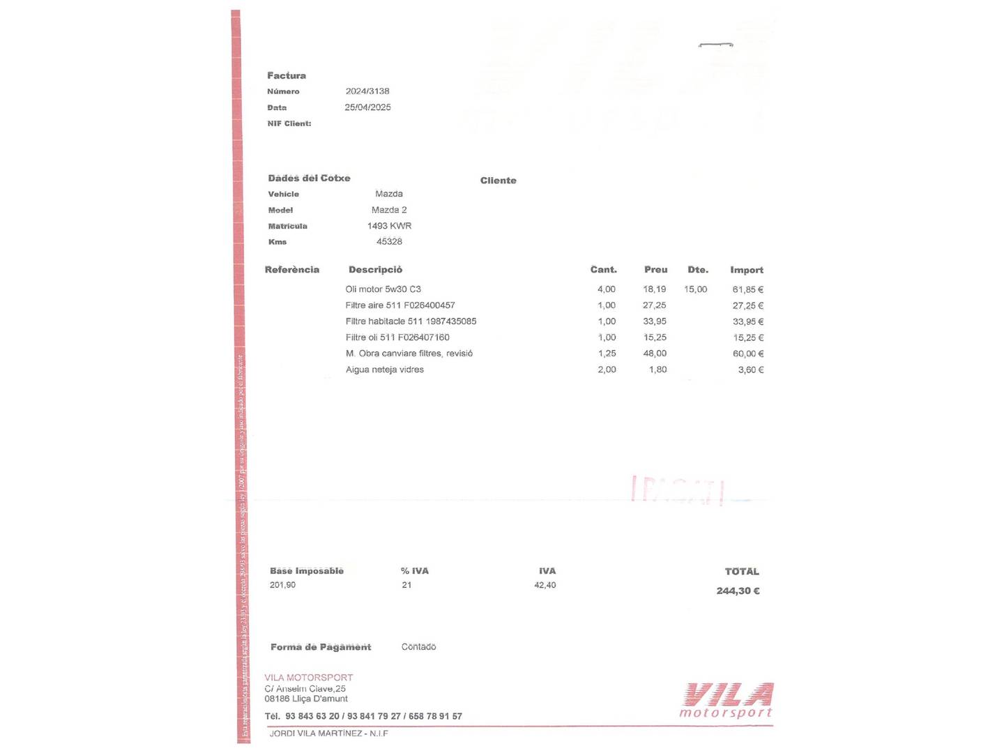 Foto del mantenimiento del Mazda Mazda2 Mazda Mazda 2 1.5 GE Black Tech Edition (90 CV)