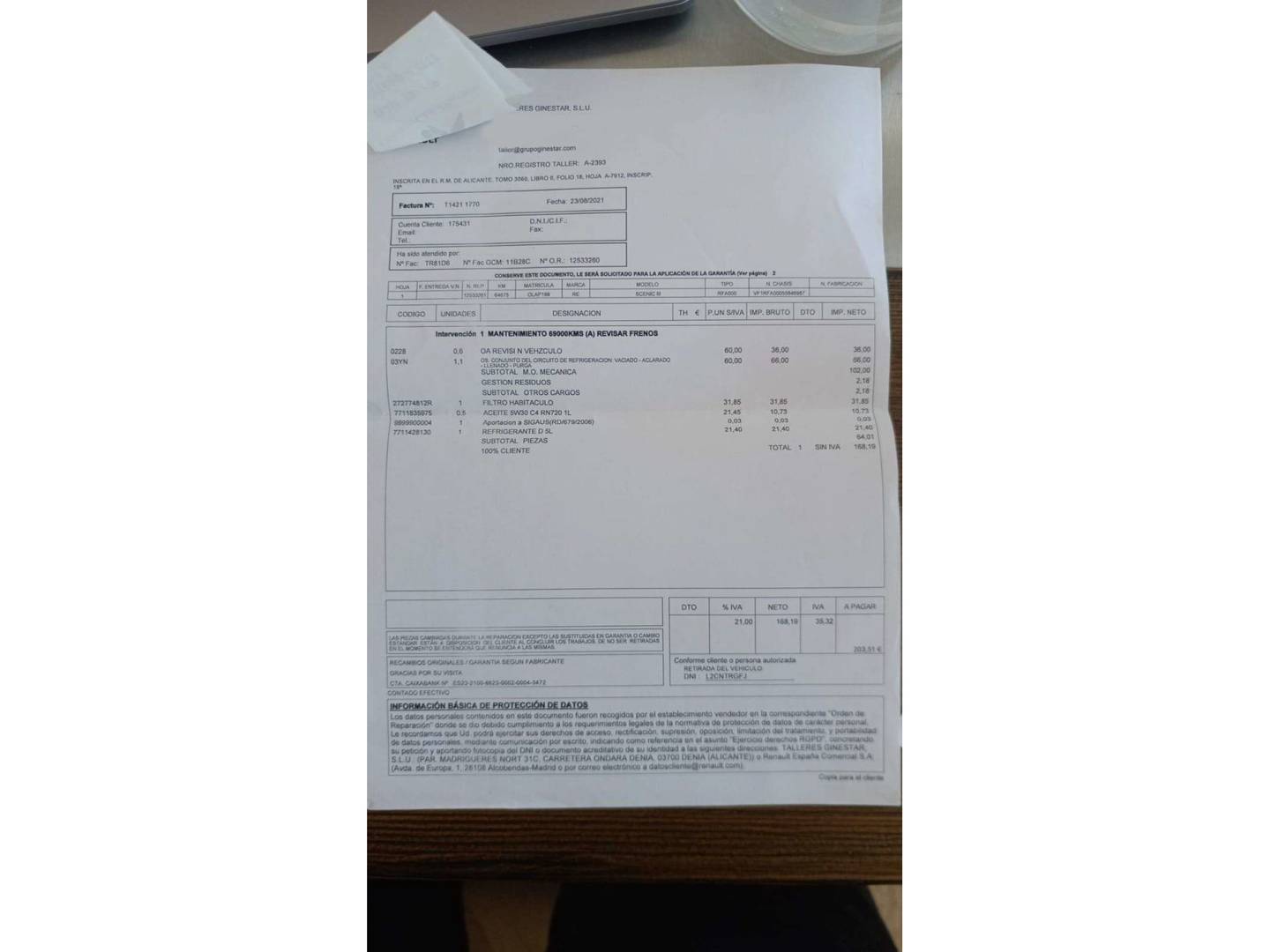 Foto del mantenimiento del Renault Scénic Renault Scenic Zen Energy dCi (130 CV)