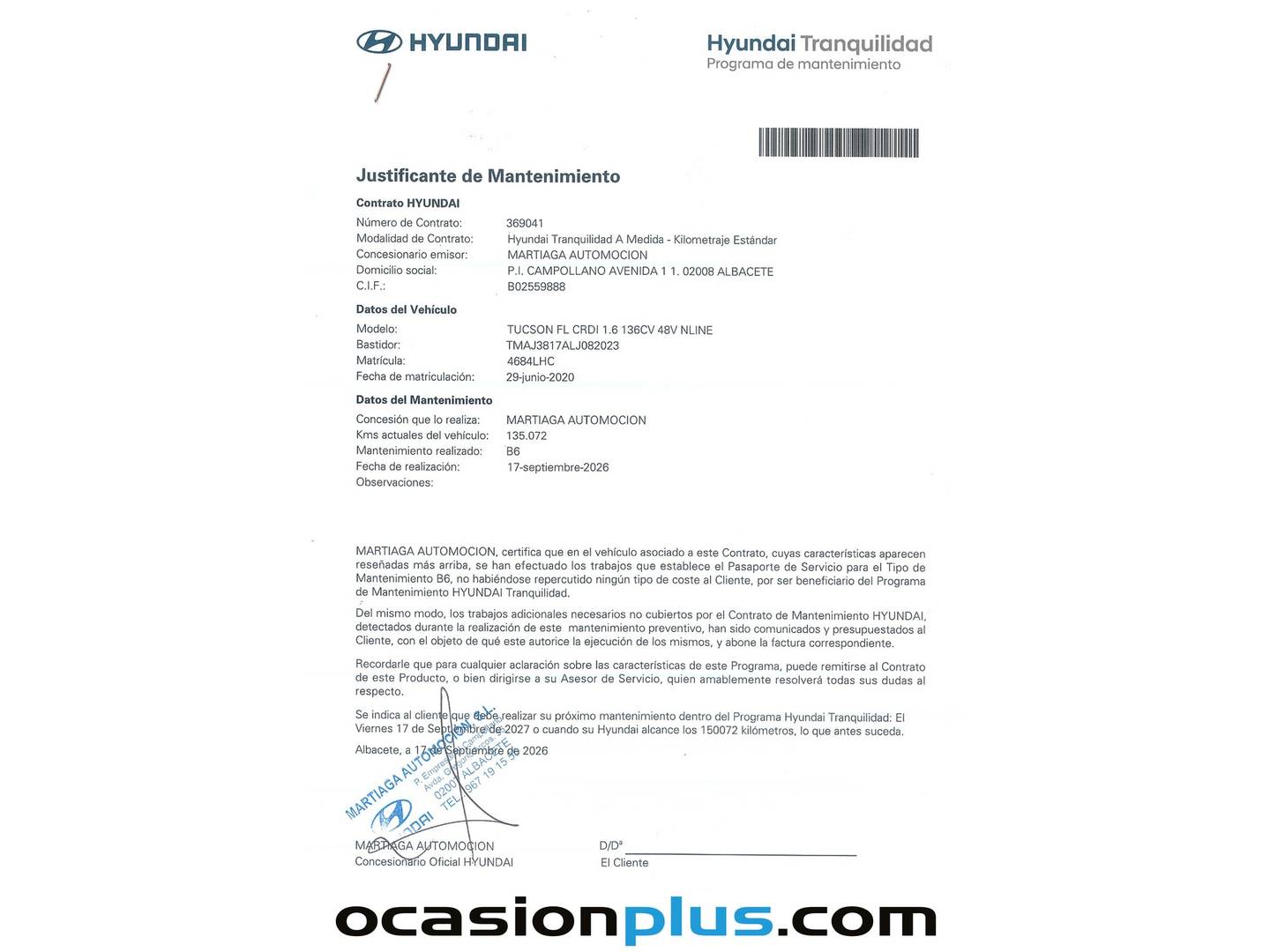Foto del mantenimiento del Hyundai Tucson Hyundai Tucson 1.6 CRDI 48V N-Line 4x2 (136 CV)