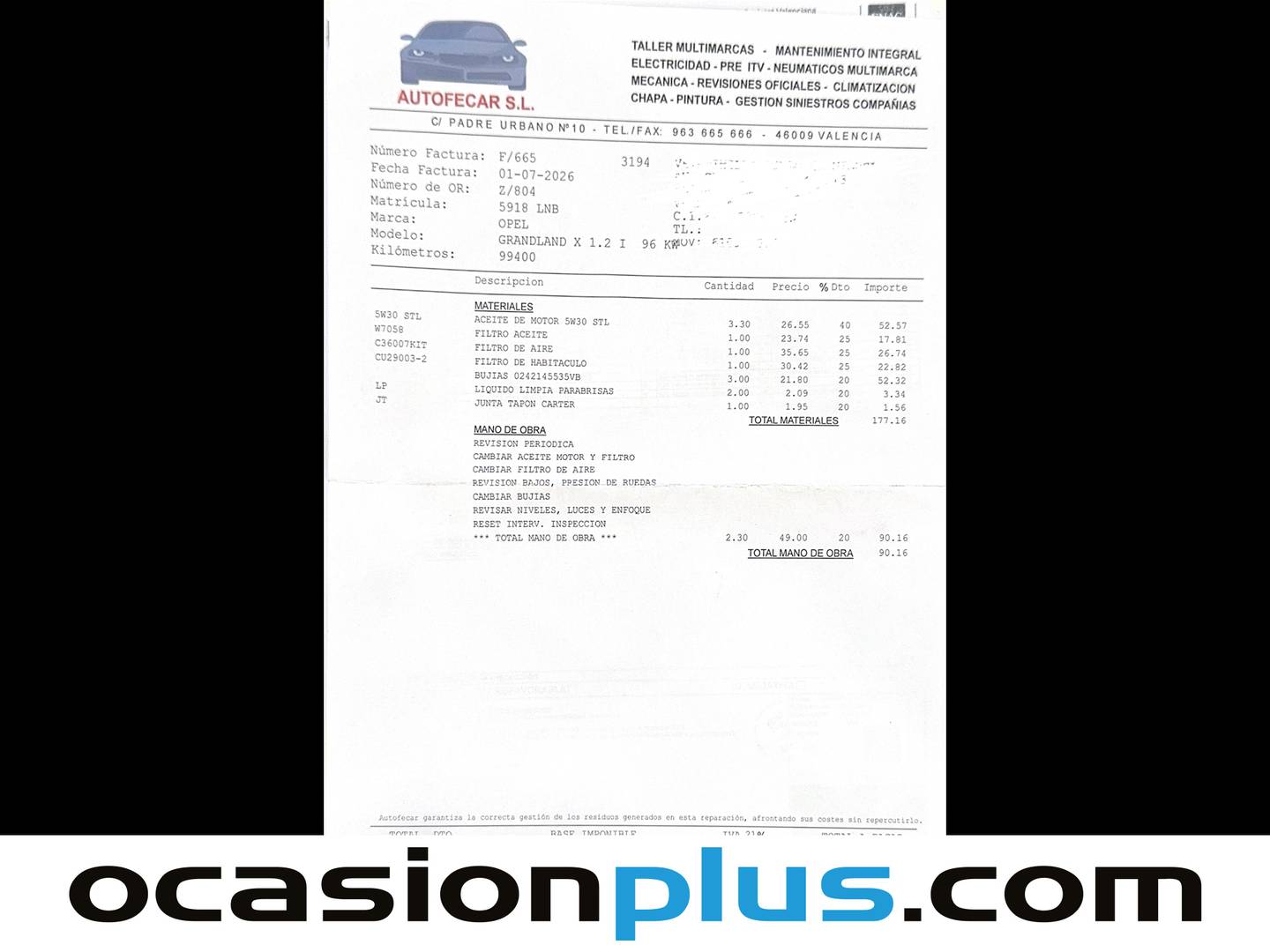Foto del mantenimiento del Opel Grandland X Opel Grandland X 1.2 Turbo Ultimate (130 CV)