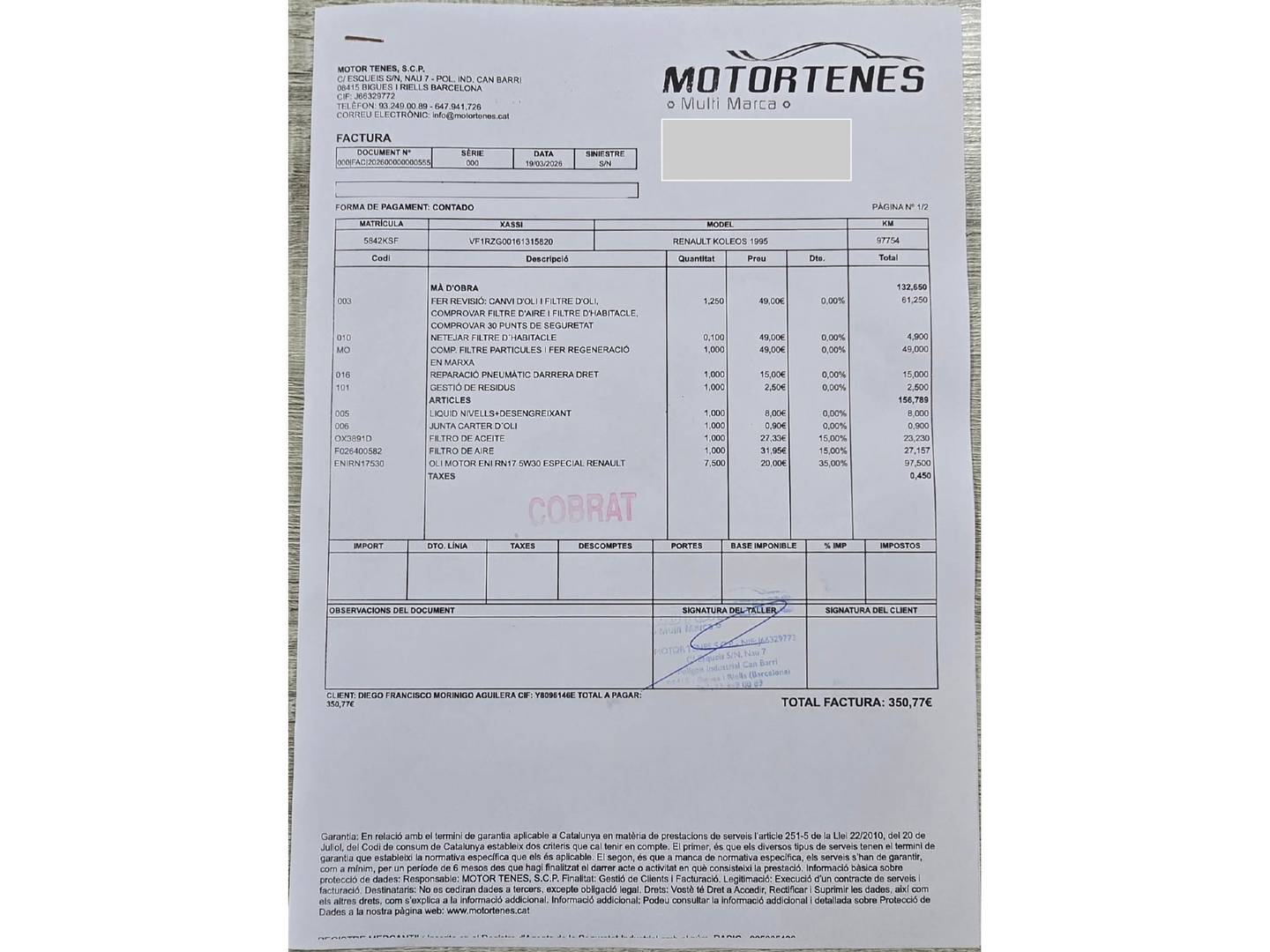 Foto del mantenimiento del Renault Koleos Renault Koleos Initiale Paris dCi 175 X-Tronic 4x4 (175 CV)