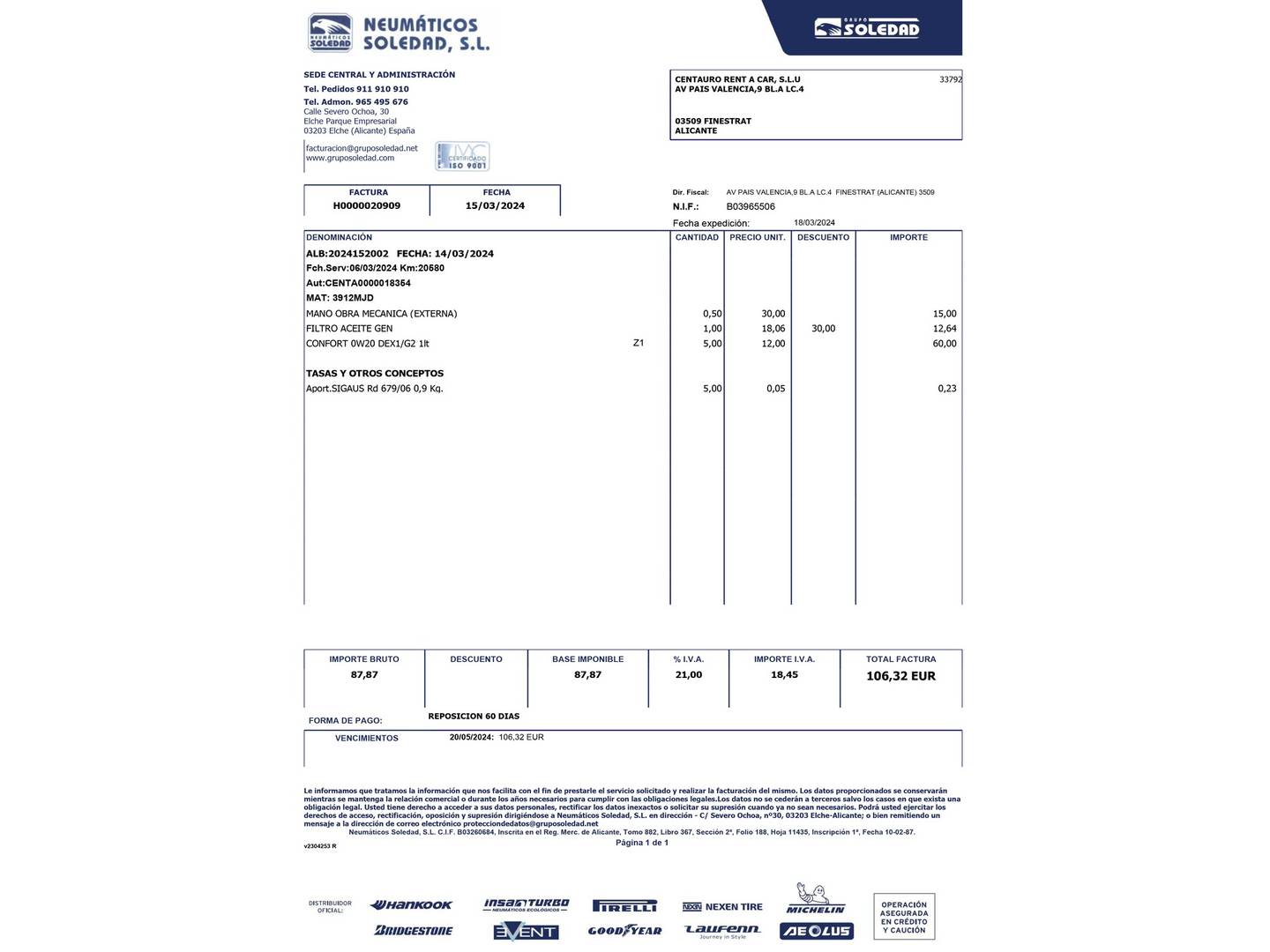 Foto del mantenimiento del Ford Fiesta Ford Fiesta 1.0 EcoBoost MHEV ST-Line (125 CV)
