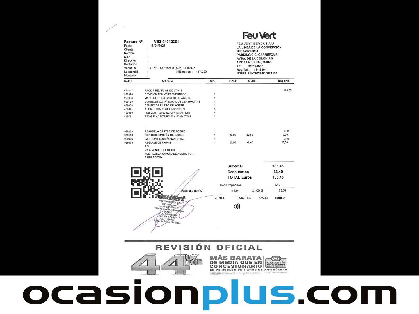 Foto del mantenimiento del Opel Corsa Opel Corsa 1.3 ecoFLEX Selective (75 CV)