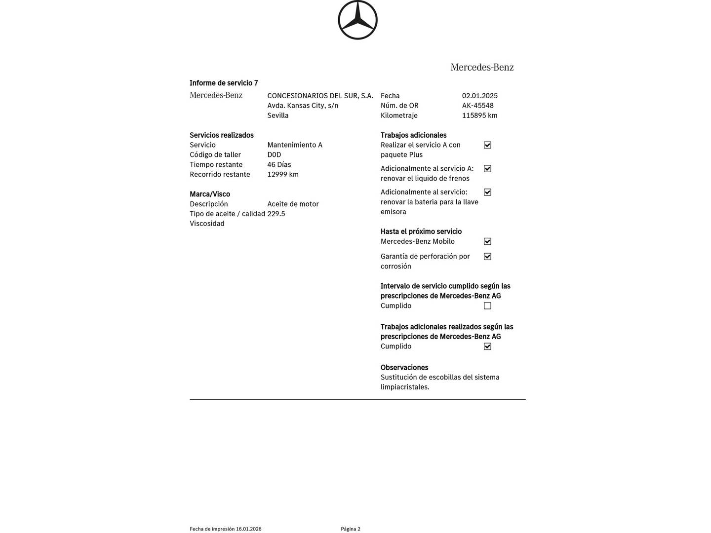 Foto del mantenimiento del Mercedes Clase C Mercedes Clase C C 63 S Mercedes-AMG (510 CV)