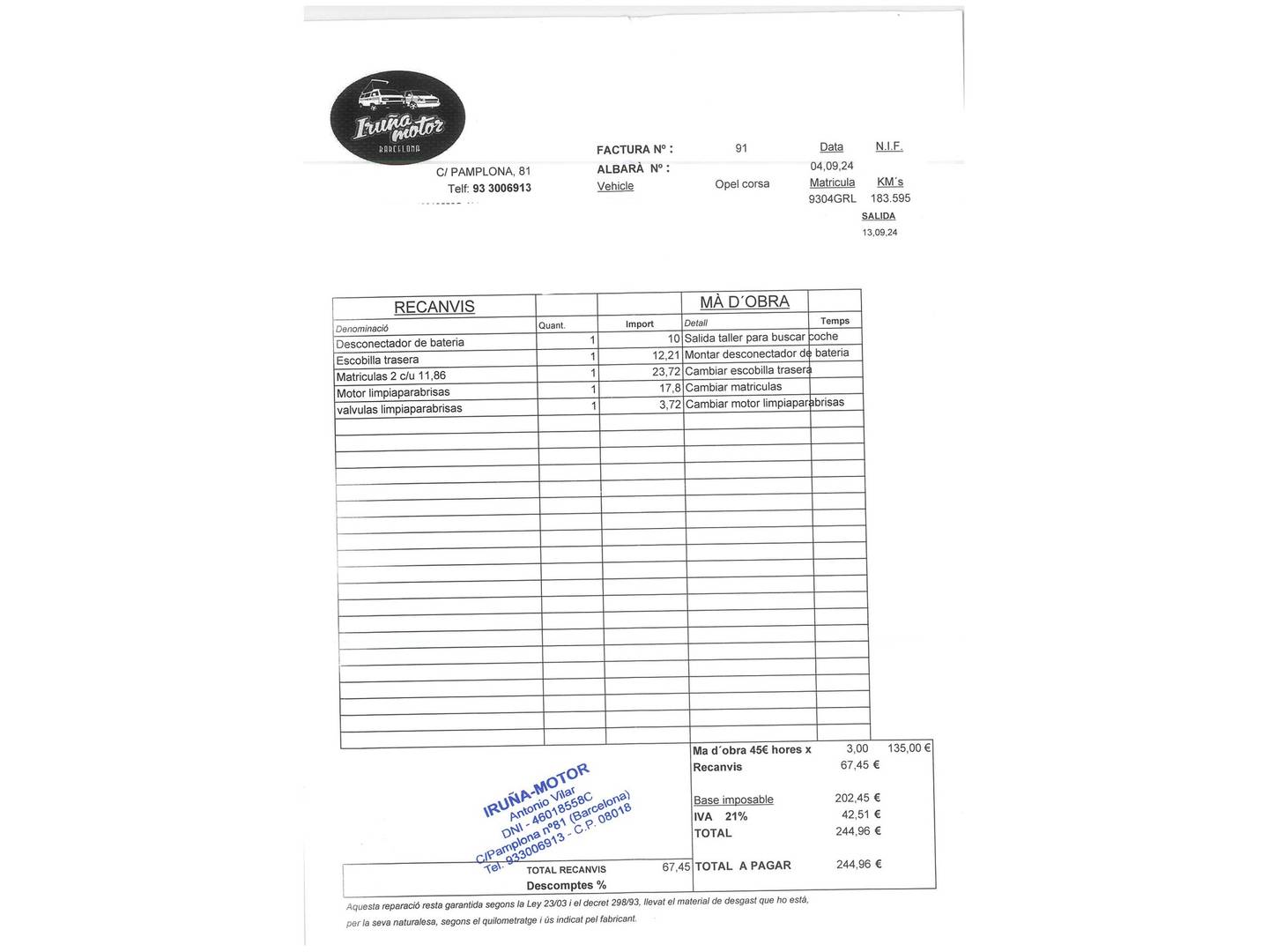 Foto del mantenimiento del Opel Corsa Opel Corsa 1.4 C'Mon (90 CV)