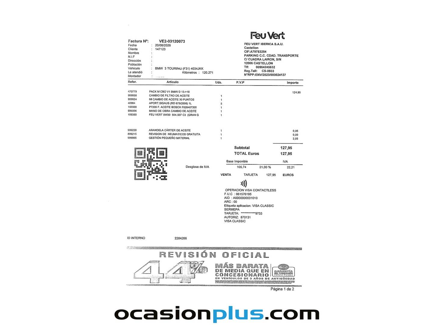 Foto del mantenimiento del BMW Serie 3 BMW Serie 3 318d Touring (150 CV)