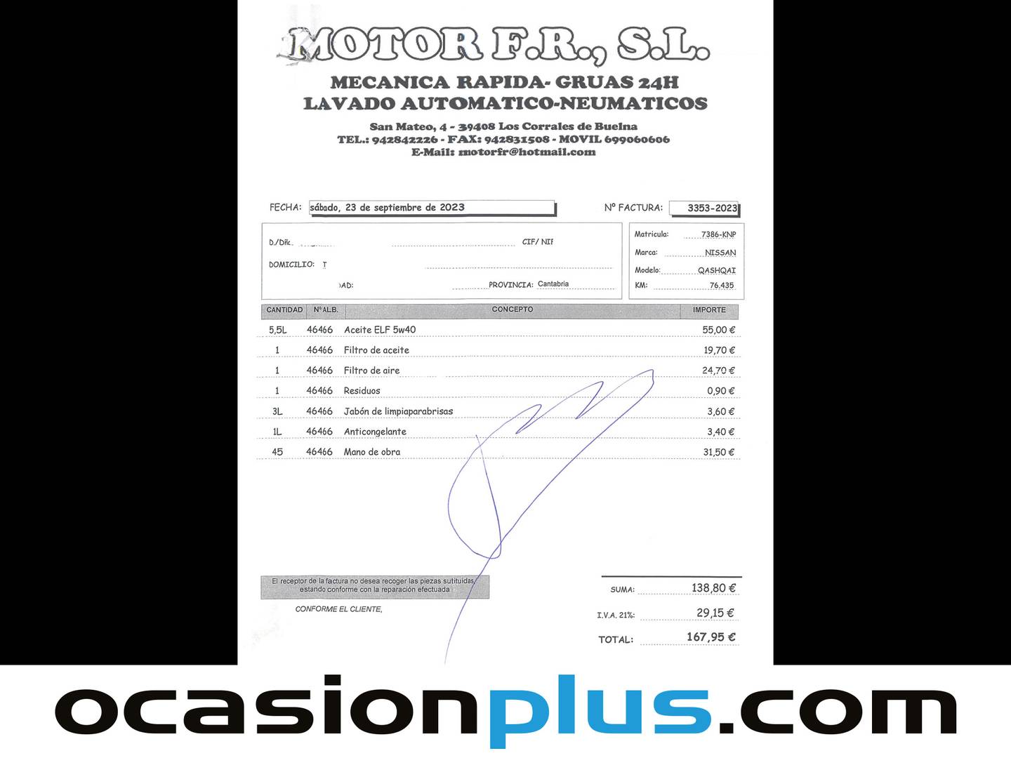 Foto del mantenimiento del Nissan QASHQAI Nissan Qashqai DIG-T 115 N-Connecta 4x2  (115 CV)