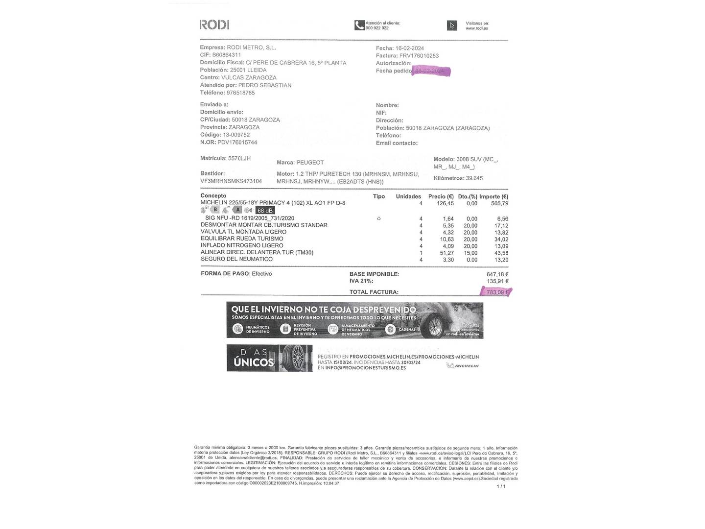 Foto del mantenimiento del Peugeot 3008 Peugeot 3008 PureTech 130 S&S GT Line (130 CV)