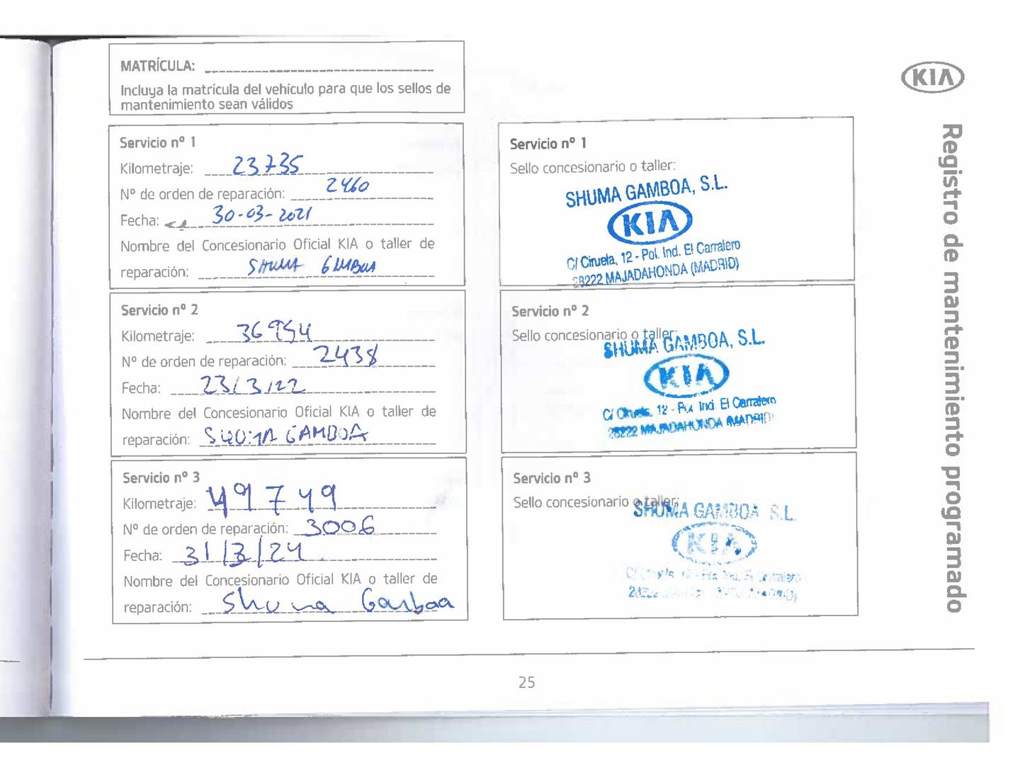 Foto del mantenimiento del KIA Carens KIA Carens 1.6 GDi Concept (135 CV)