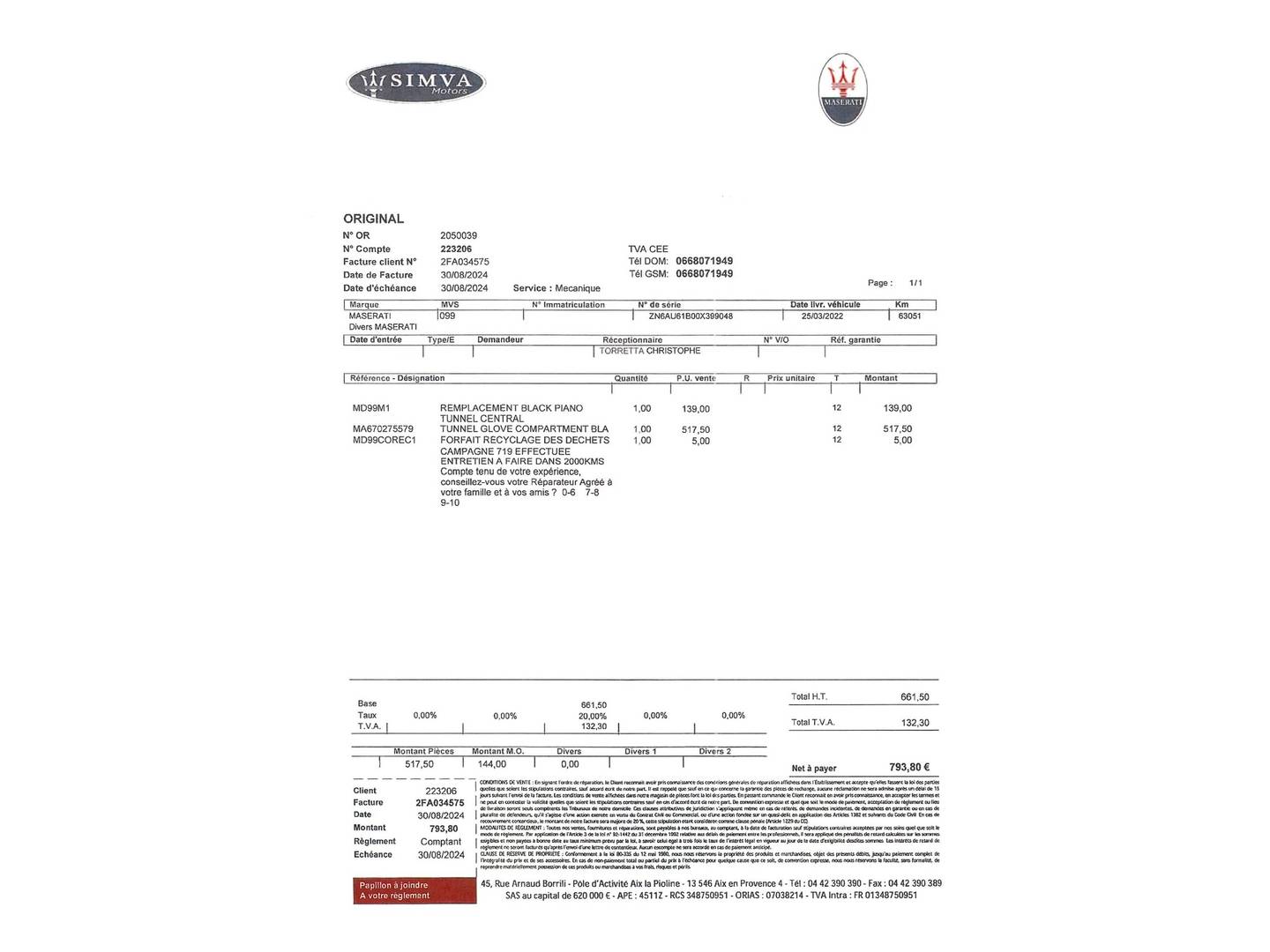 Foto del mantenimiento del Maserati Levante Maserati Levante Hybrid-Gasolina GT L4 AWD (330 CV)