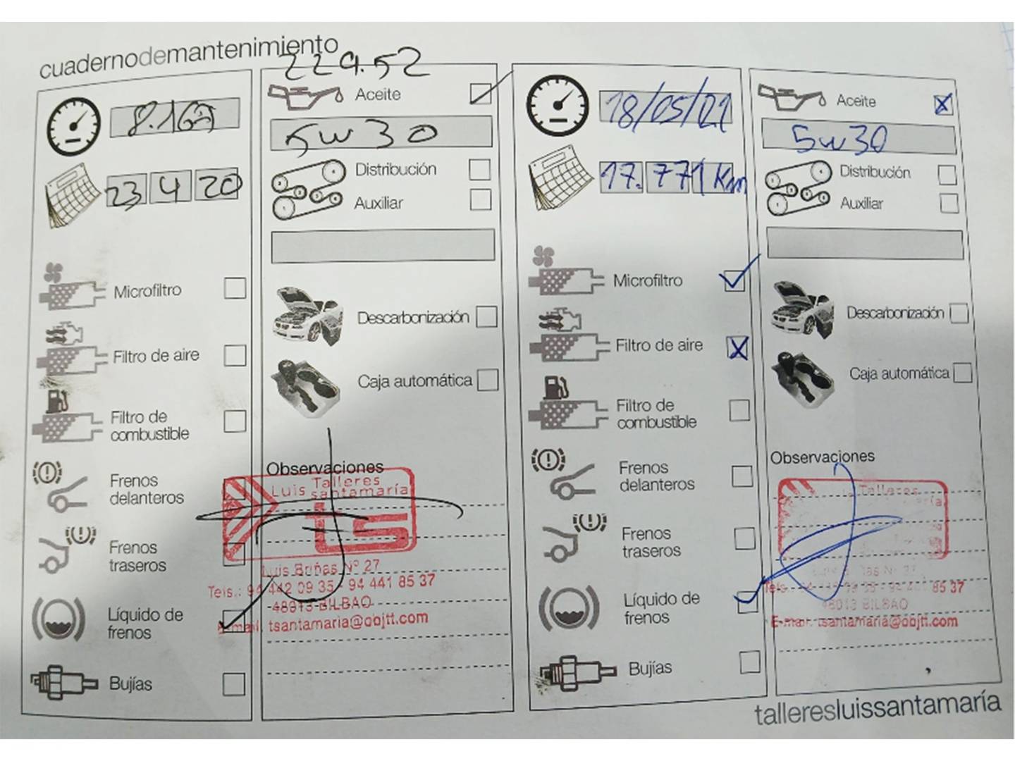 Foto del mantenimiento del Mercedes GLA Mercedes GLA 250 4Matic (211 CV)