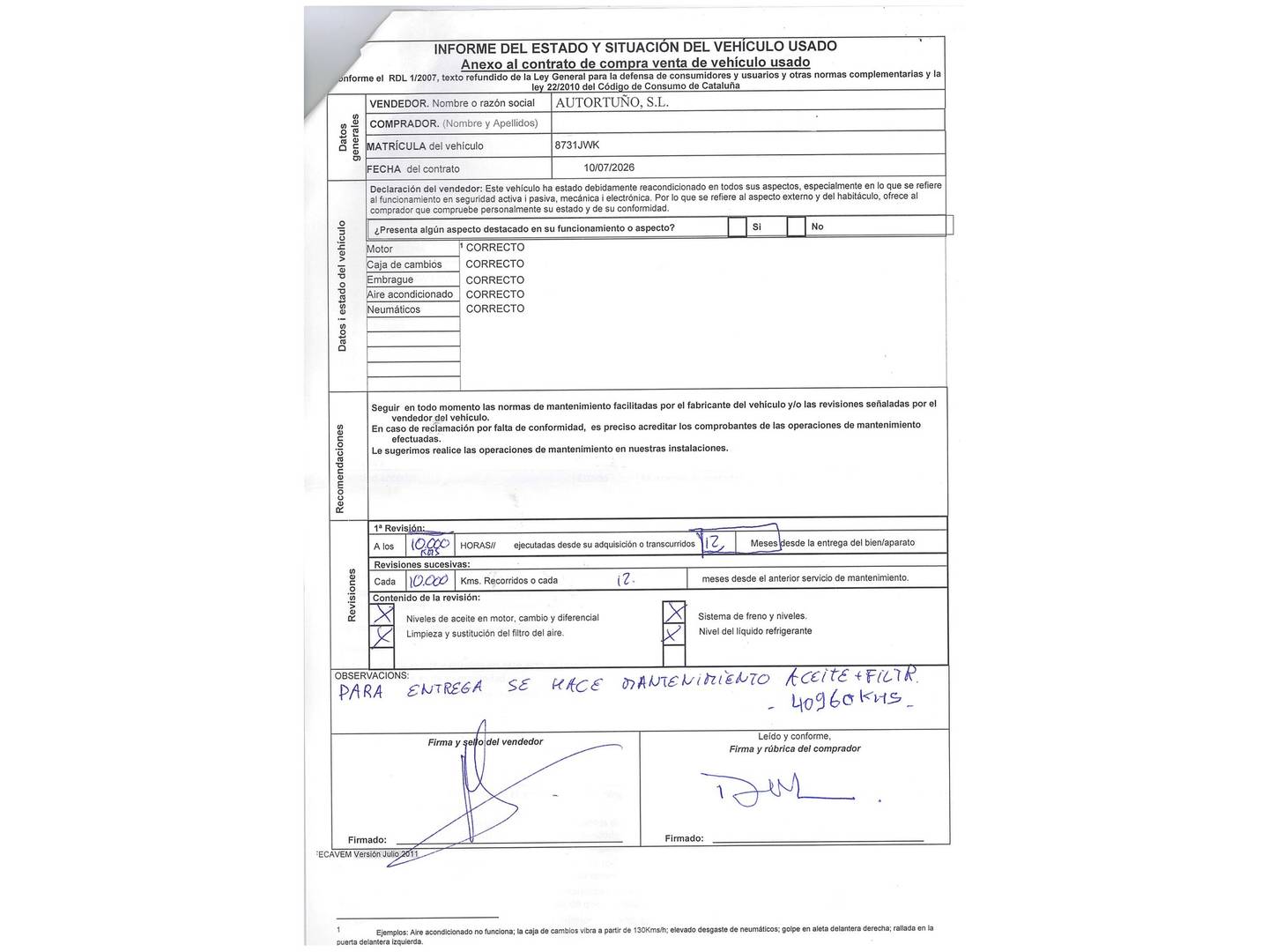 Foto del mantenimiento del Fiat 500 Fiat 500 1.2 Riva (69 CV)