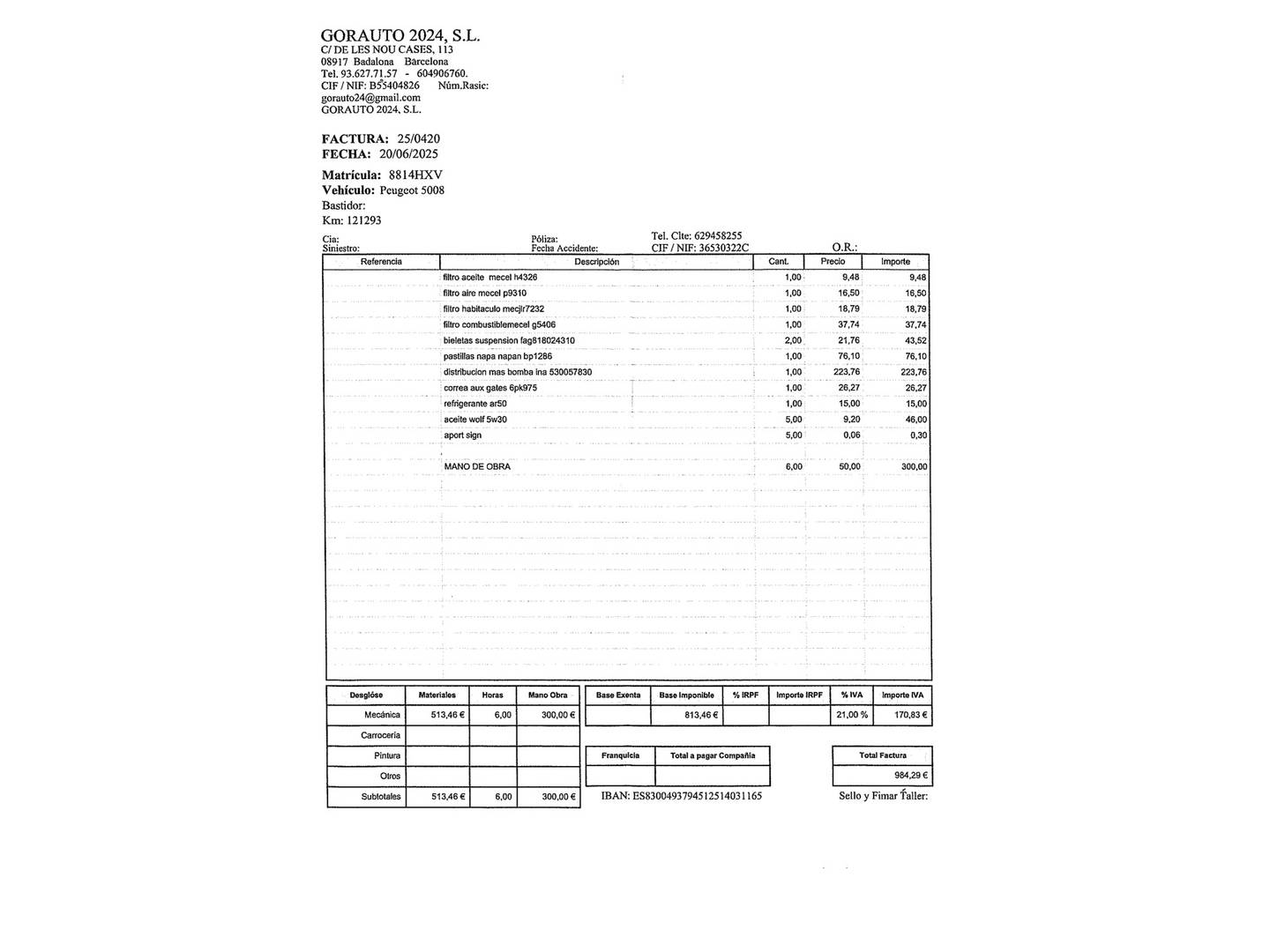 Foto del mantenimiento del Peugeot 5008 Peugeot 5008 1.6 HDI FAP Active (115 CV) 7 Plazas