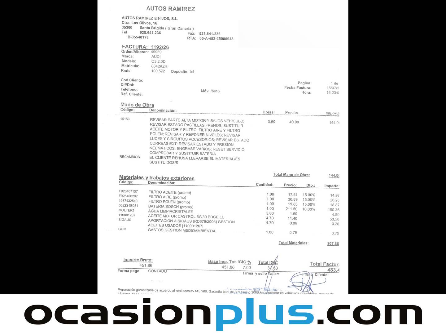 Foto del mantenimiento del Audi Q3 Audi Q3 35 TDI (150 CV) S tronic
