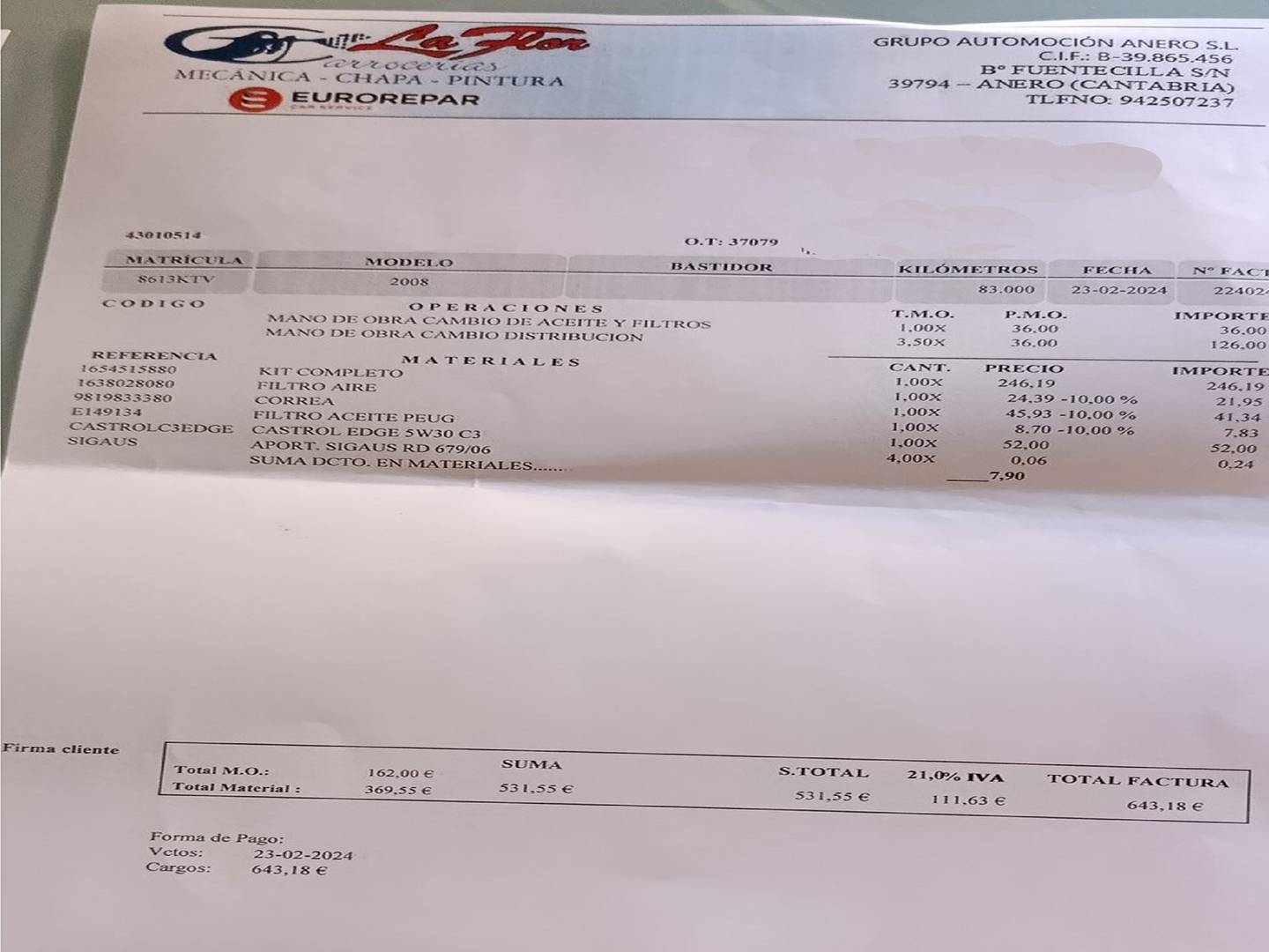 Foto del mantenimiento del Peugeot 2008 Peugeot 2008 PureTech 130 S&S Allure (130 CV)