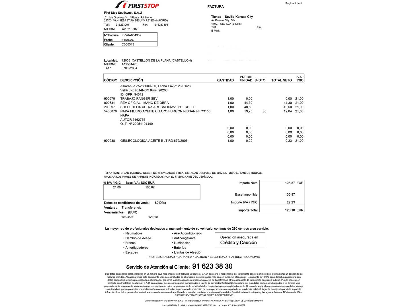 Foto del mantenimiento del Dacia Duster Dacia Duster Journey TCE 48v 4X2 (130 CV)