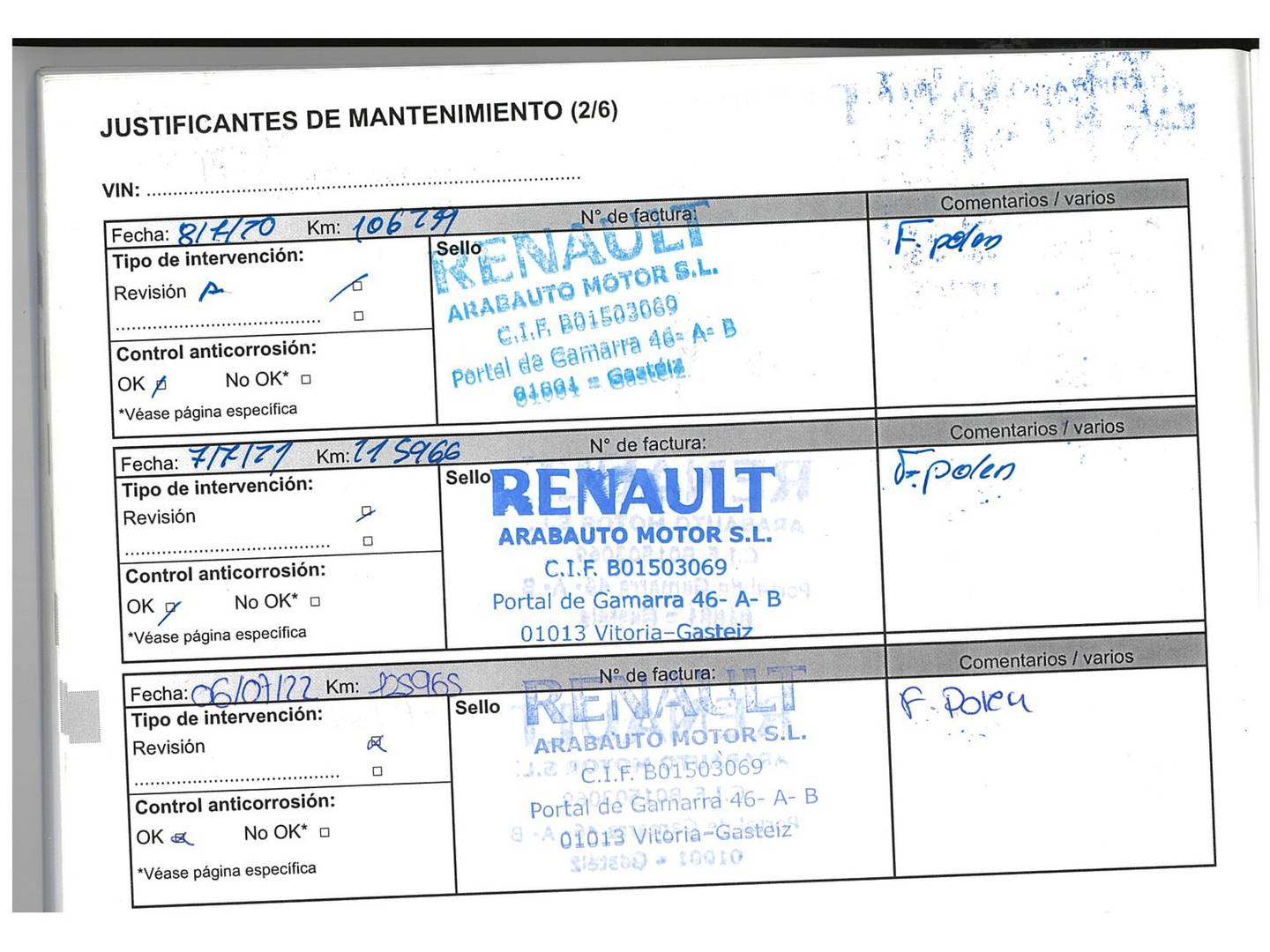 Foto del mantenimiento del Renault ZOE Renault Zoe Intens (88 CV)